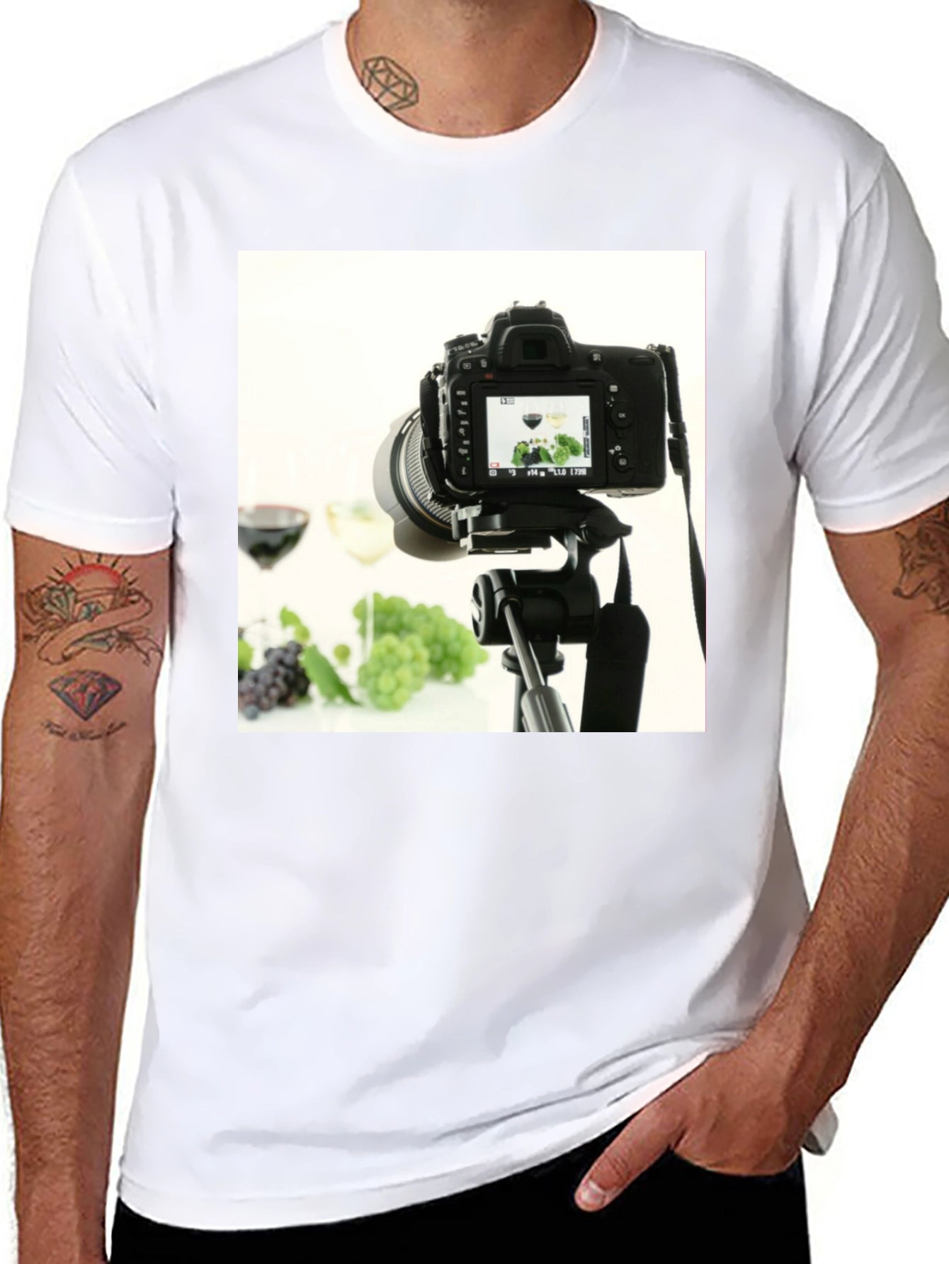 Photographers Delight: Camera & Wine Graphic Tee
