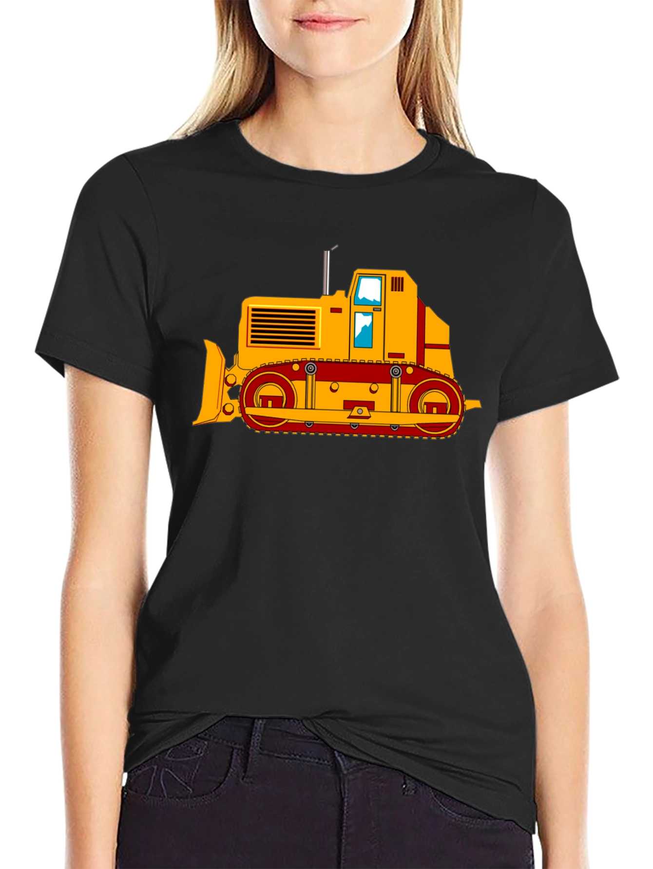 Bulldozer Graphic Tee - Black Cotton T-Shirt