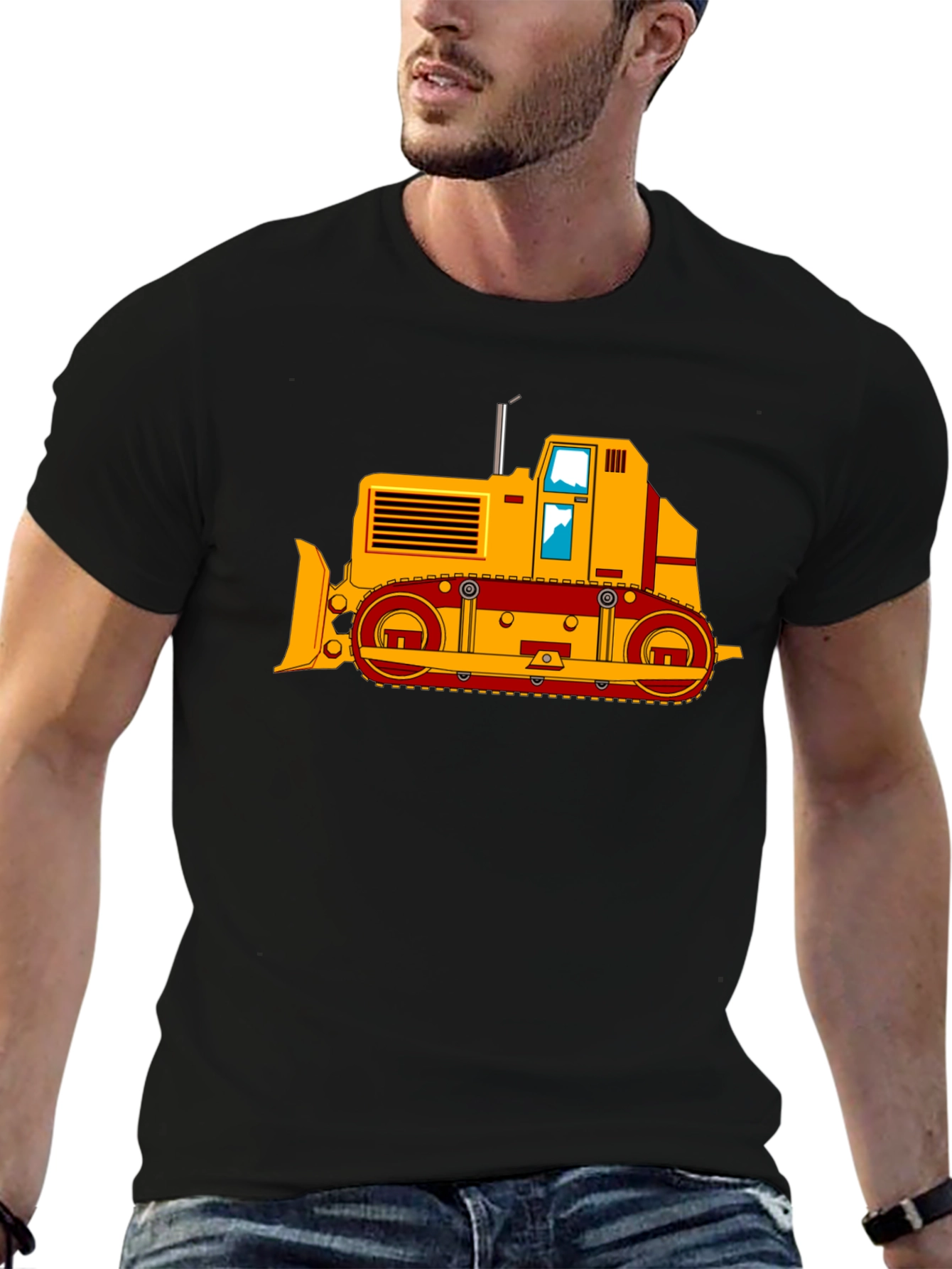 Bulldozer Graphic Tee - Black Cotton T-Shirt