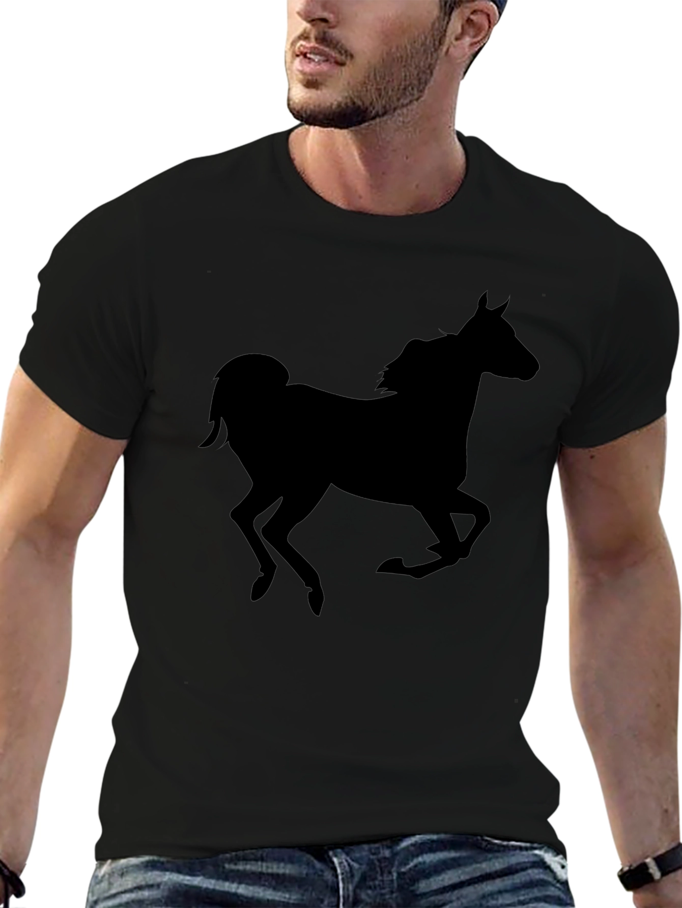 Black Horse Silhouette Graphic T-Shirt