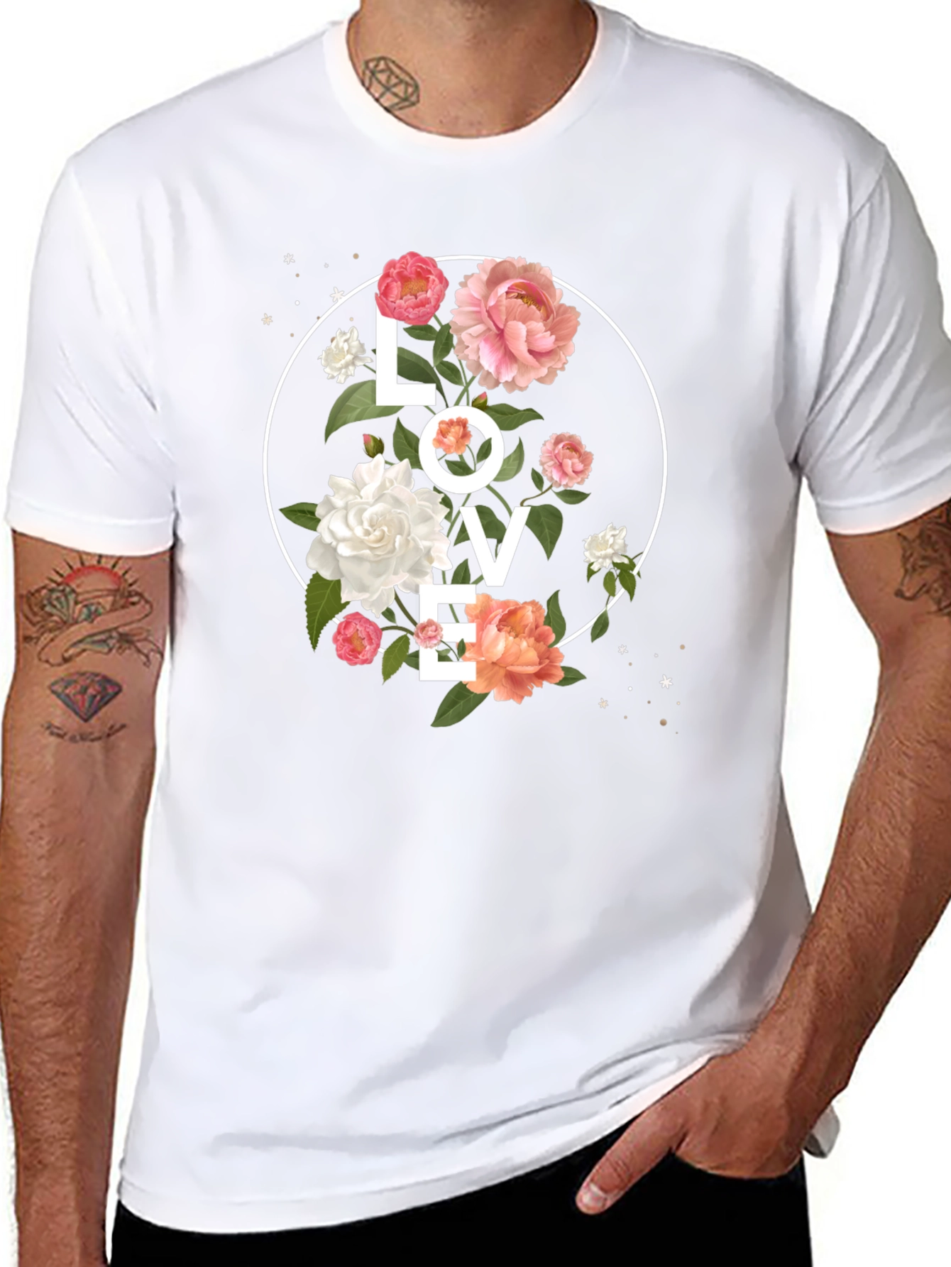 Floral LOVE Graphic Tee - Stylish Black T-Shirt