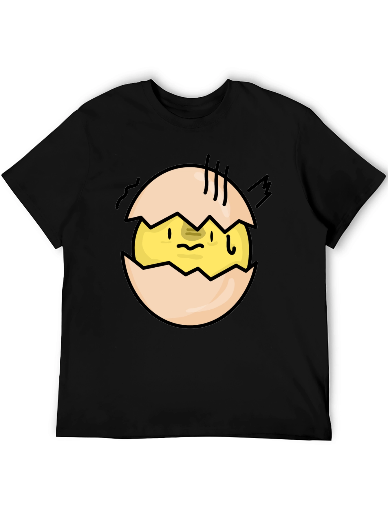 Cracked Egg Chick Graphic Tee - Quirky Black T-Shirt