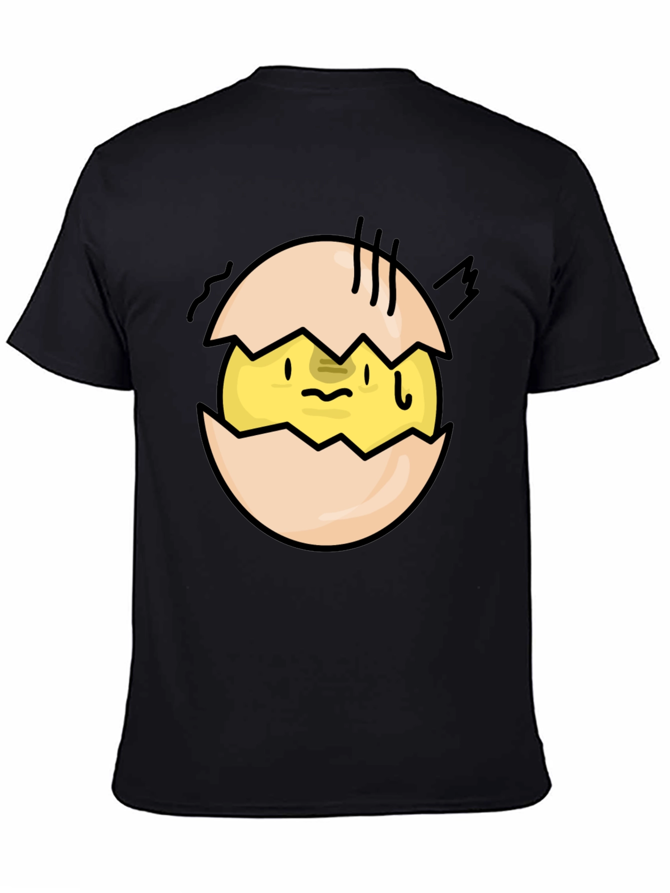 Cracked Egg Chick Graphic Tee - Quirky Black T-Shirt