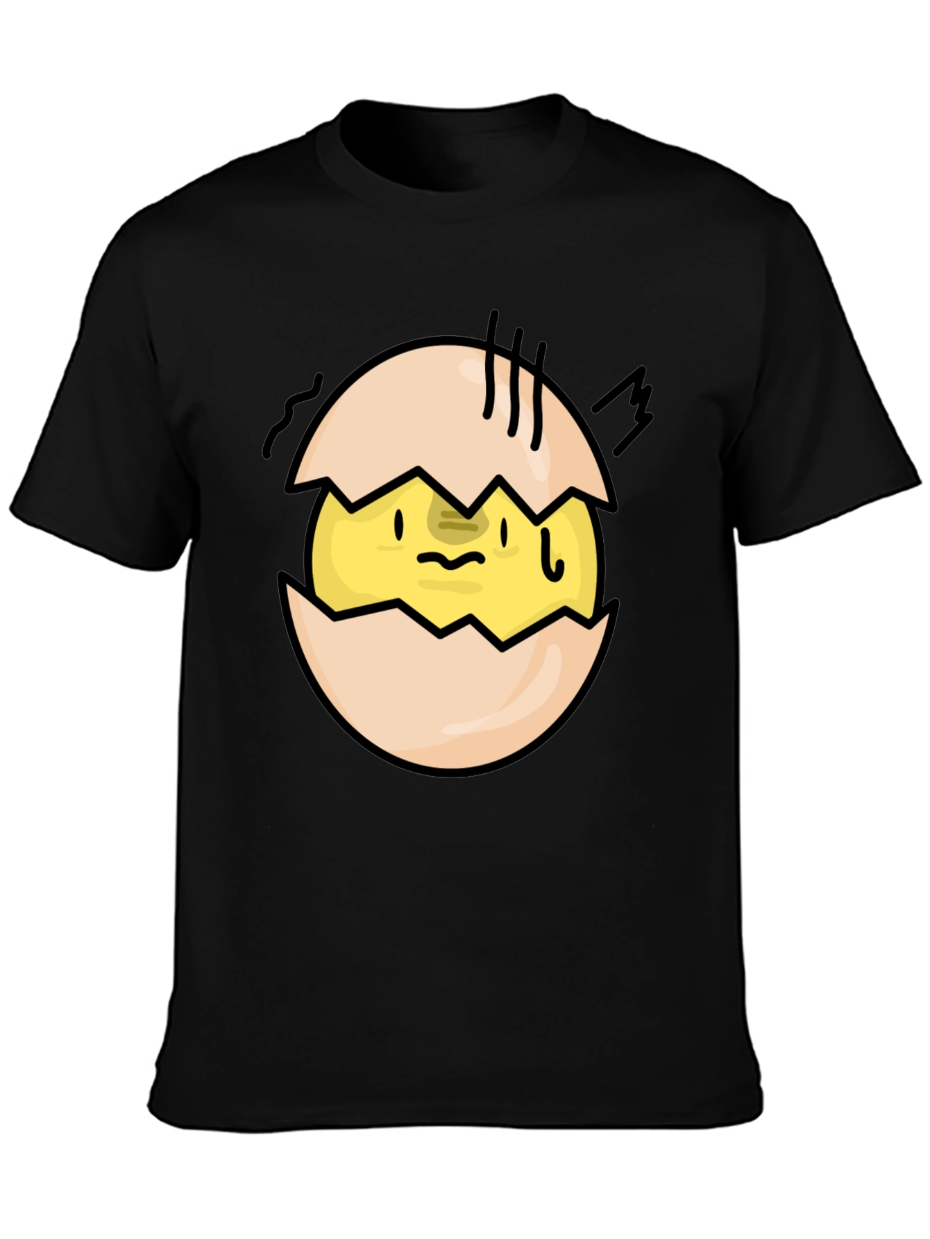 Cracked Egg Chick Graphic Tee - Quirky Black T-Shirt