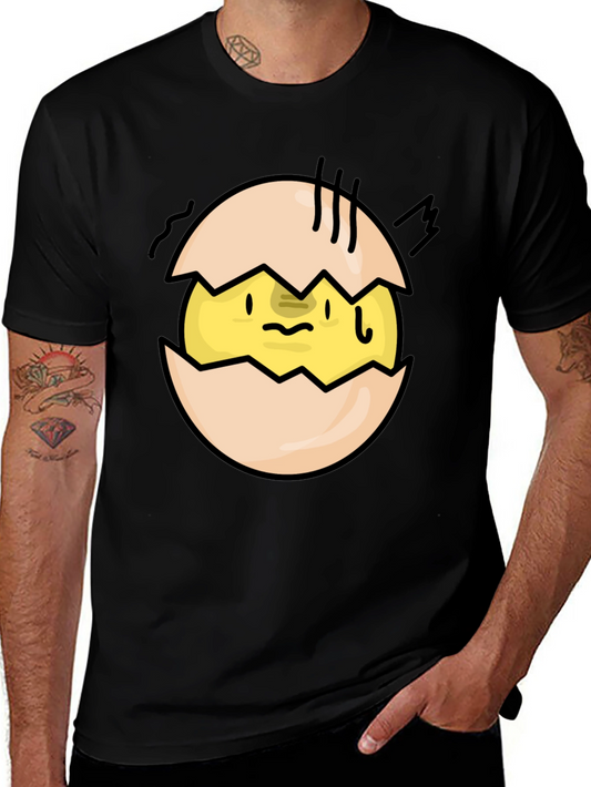 Cracked Egg Chick Graphic Tee - Quirky Black T-Shirt