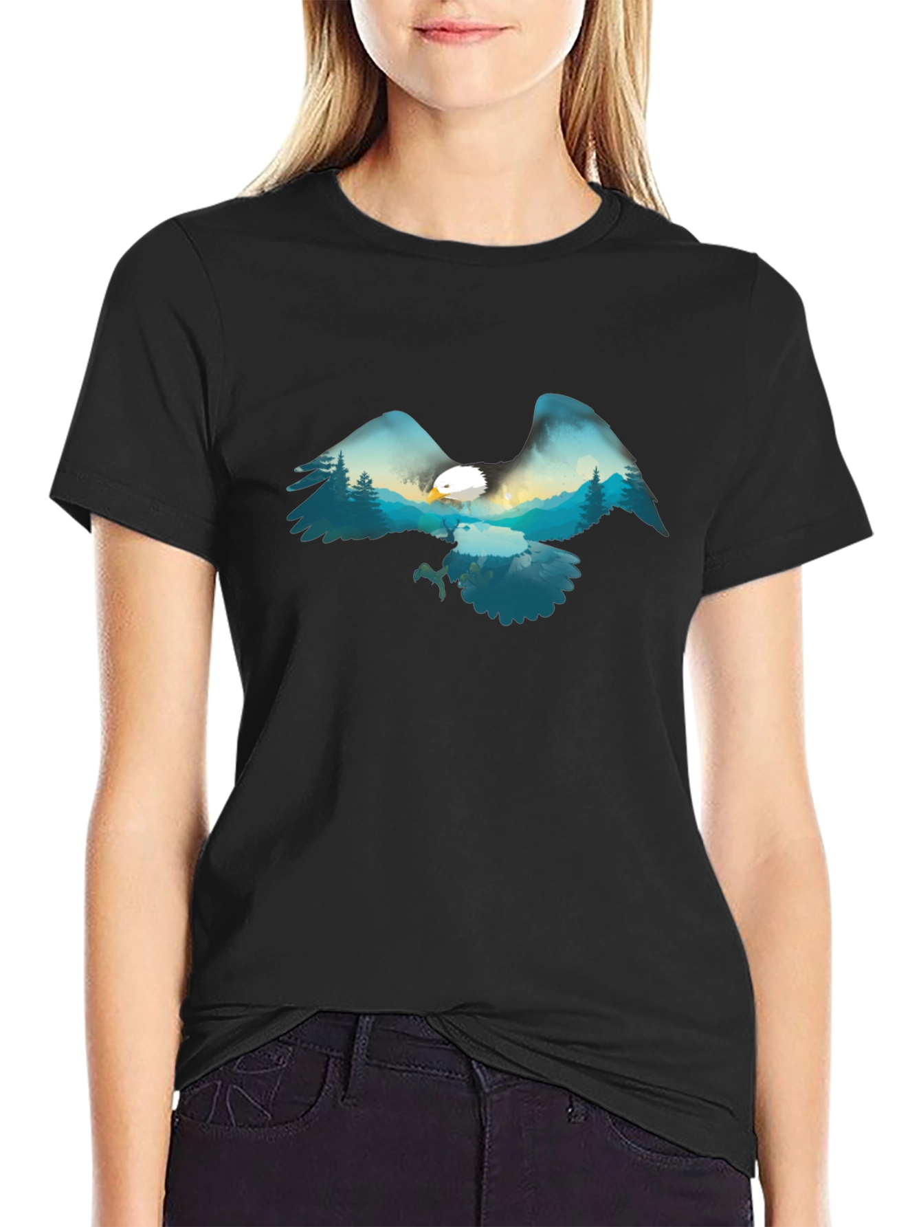 Eagle Mountain Scene Graphic Tee - Black