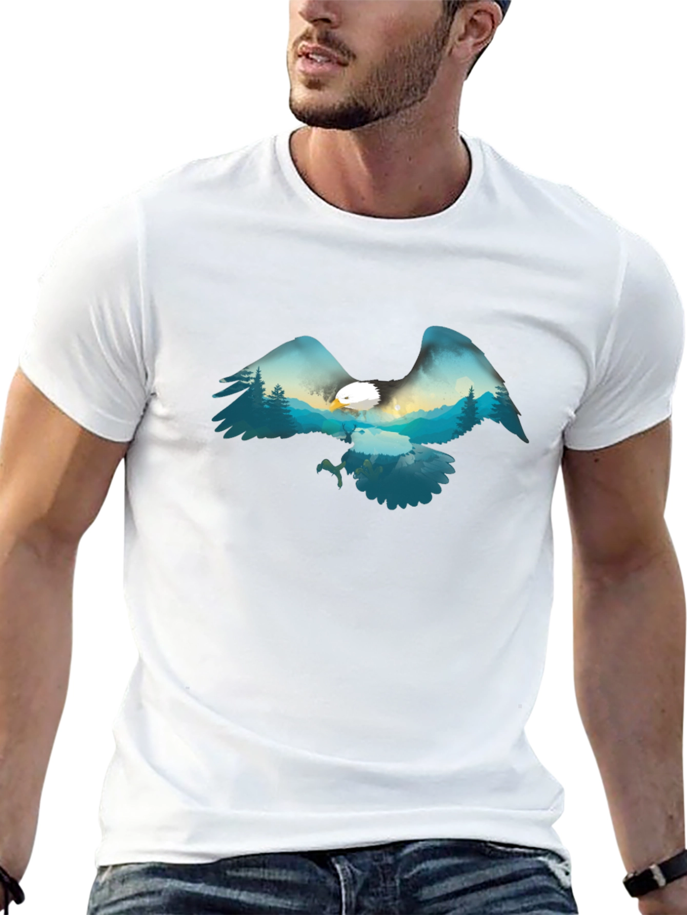 Eagle Mountain Scene Graphic Tee - Black