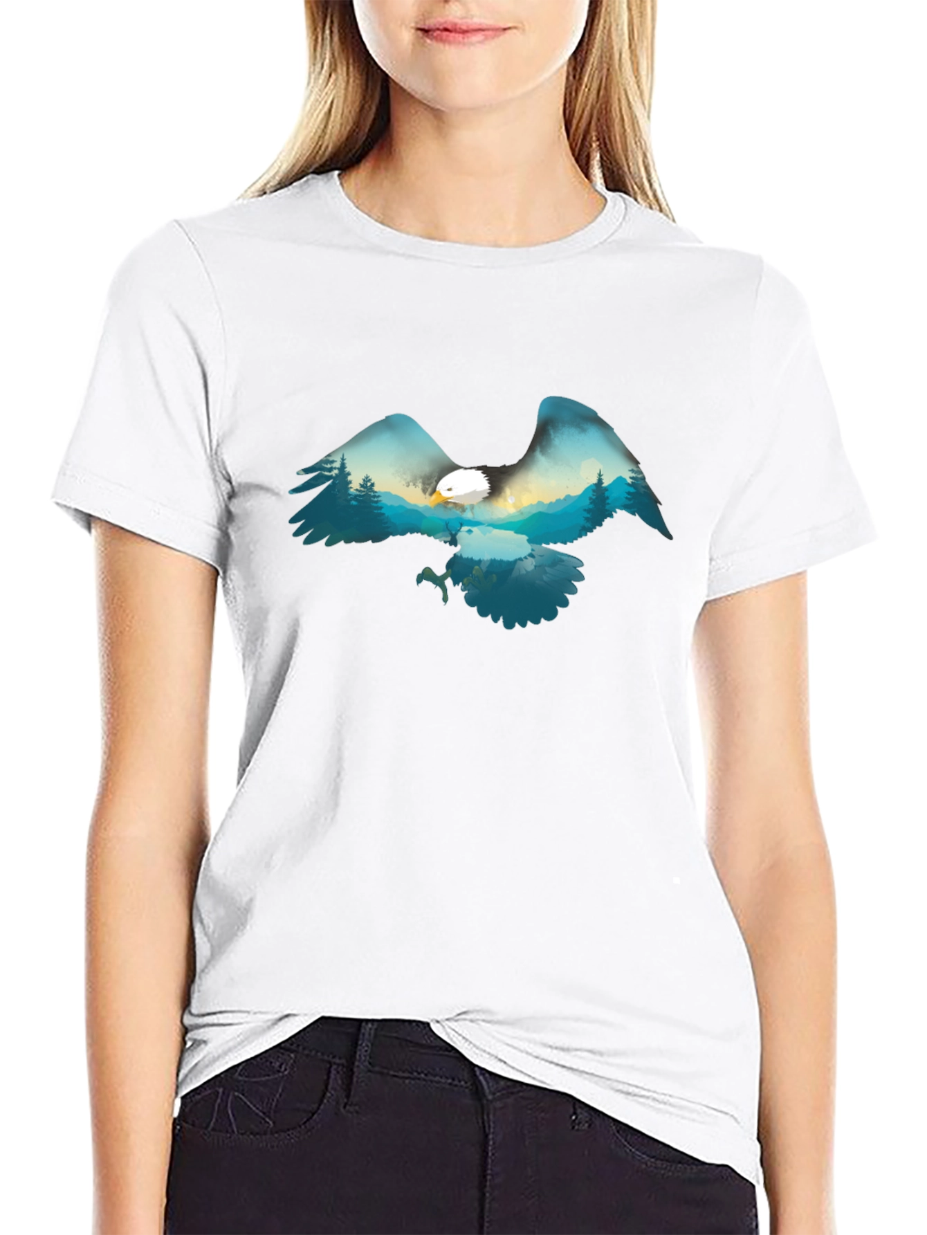 Eagle Mountain Scene Graphic Tee - Black