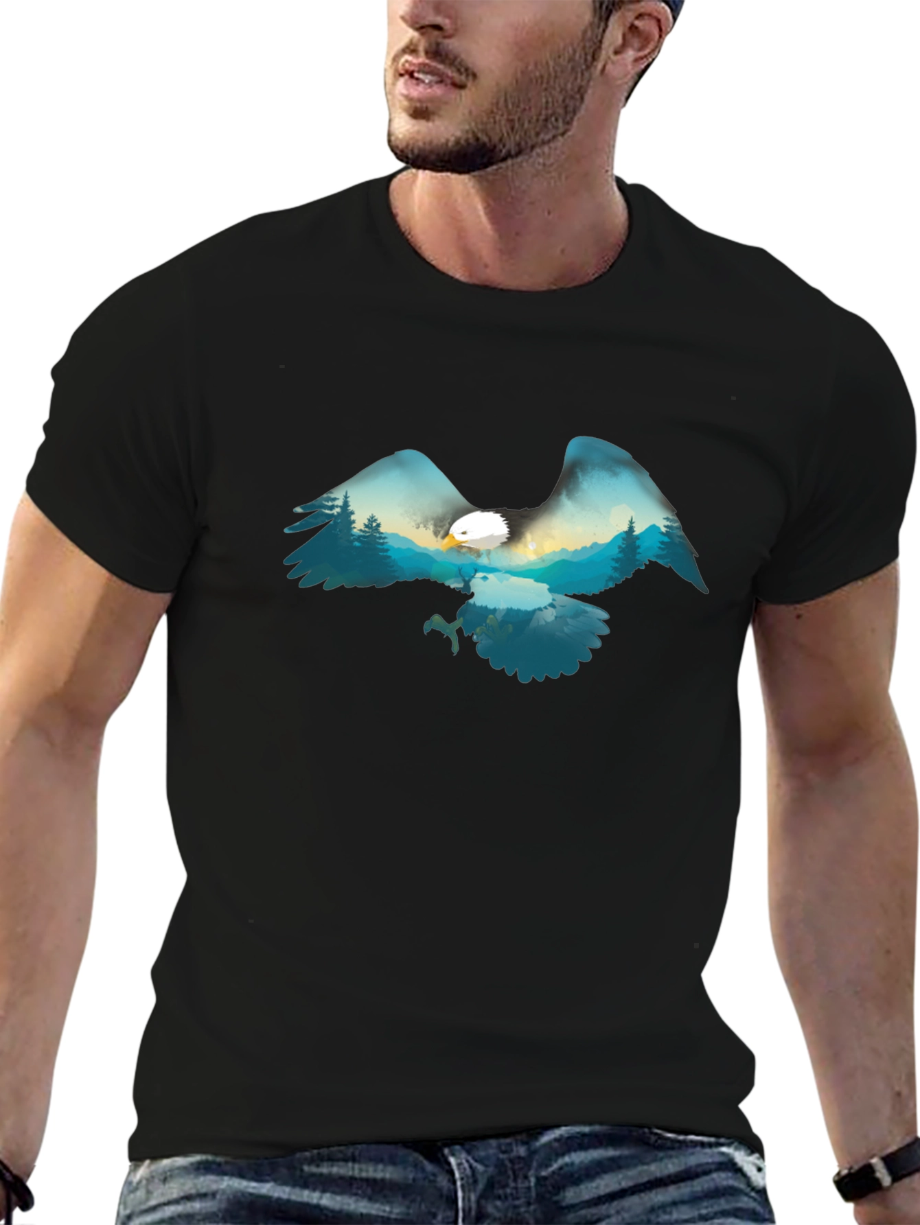 Eagle Mountain Scene Graphic Tee - Black
