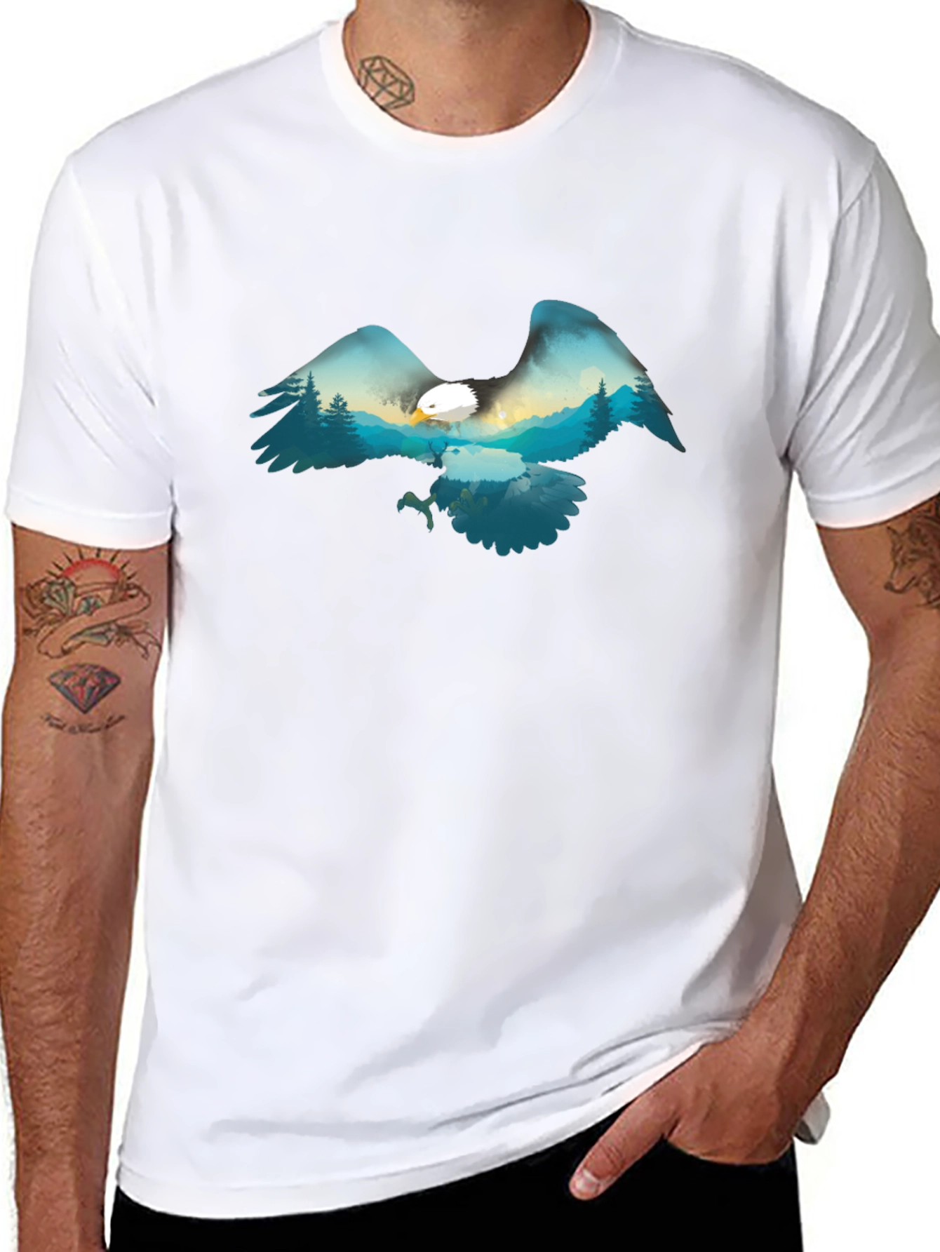 Eagle Mountain Scene Graphic Tee - Black
