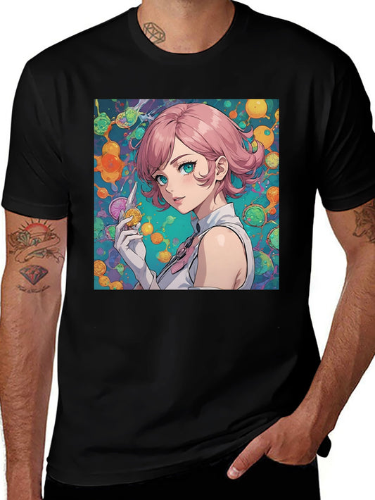 Anime Girl Graphic Tee - Stylish Black T-Shirt