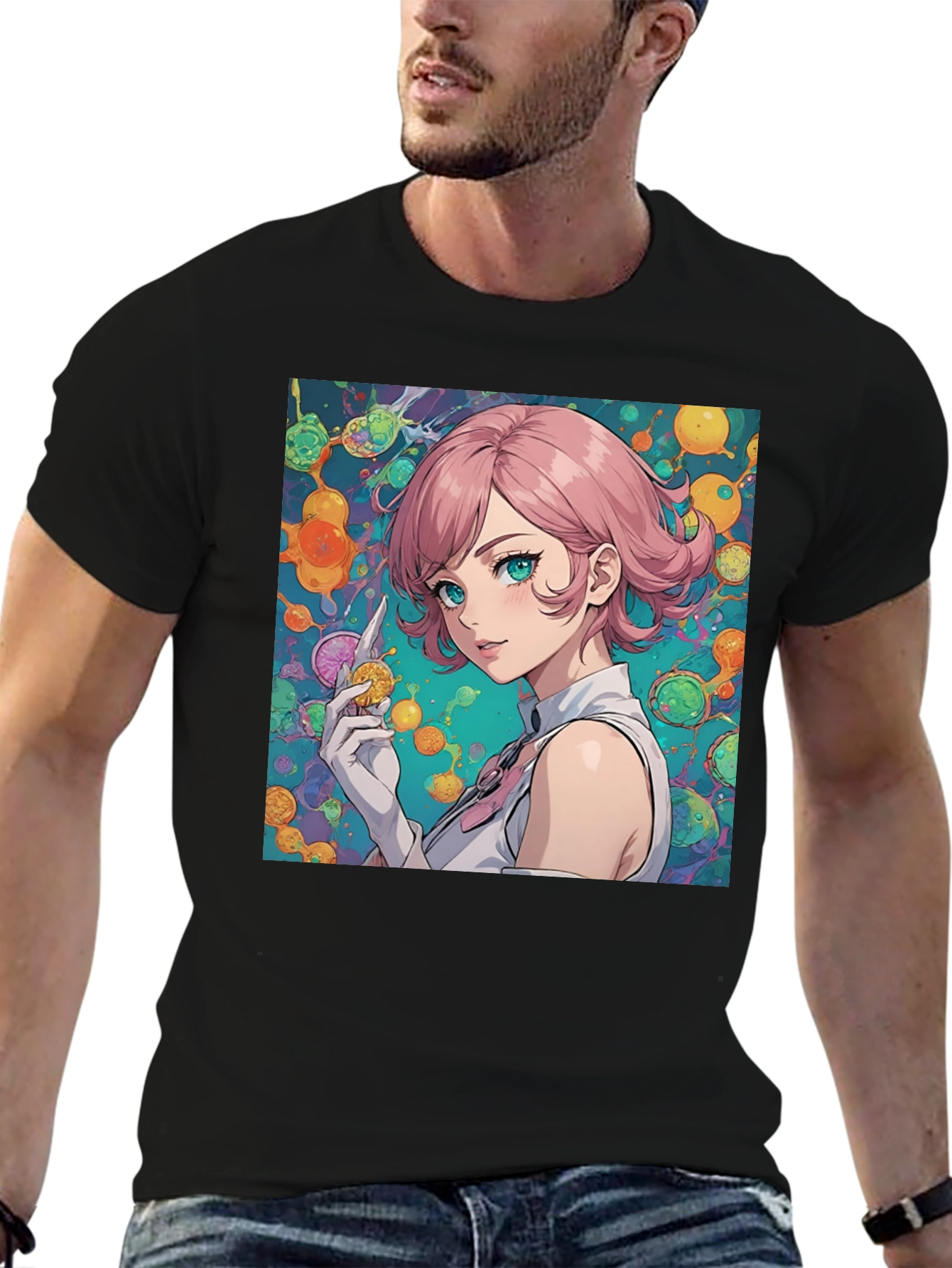 Anime Girl Graphic Tee - Stylish Black T-Shirt