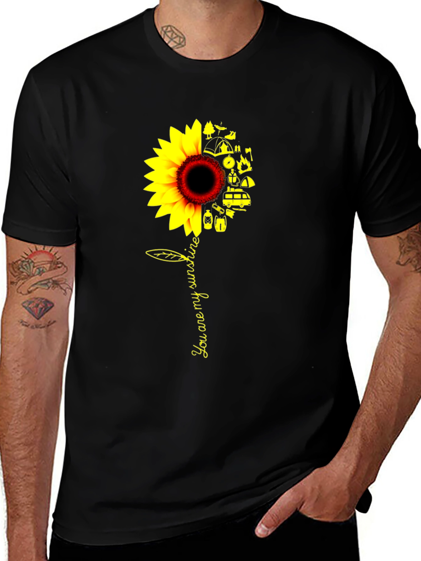 Sunflower Camping T-Shirt - You Are My Sunshine