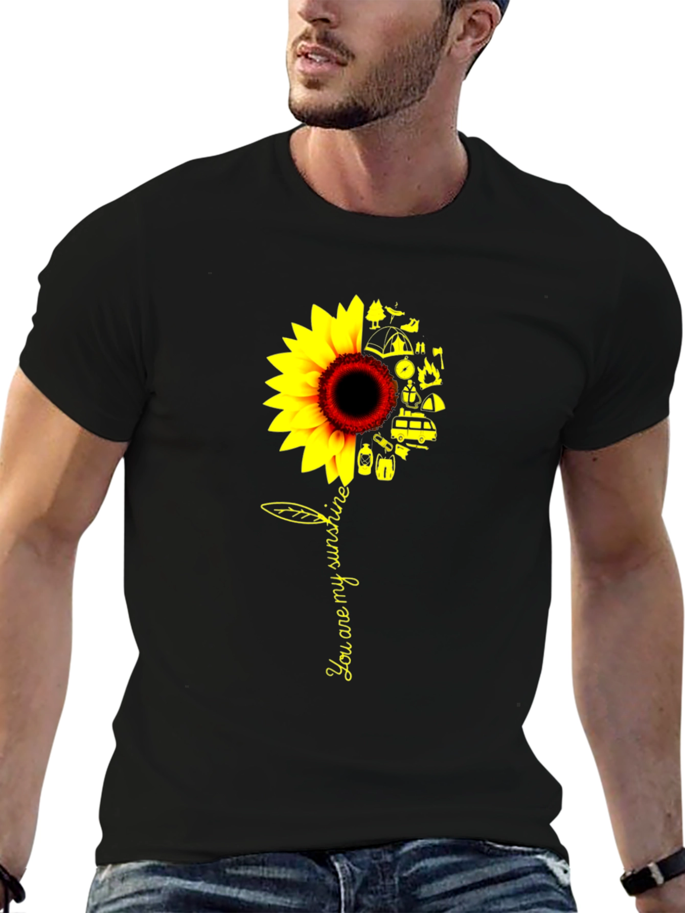 Sunflower Camping T-Shirt - You Are My Sunshine