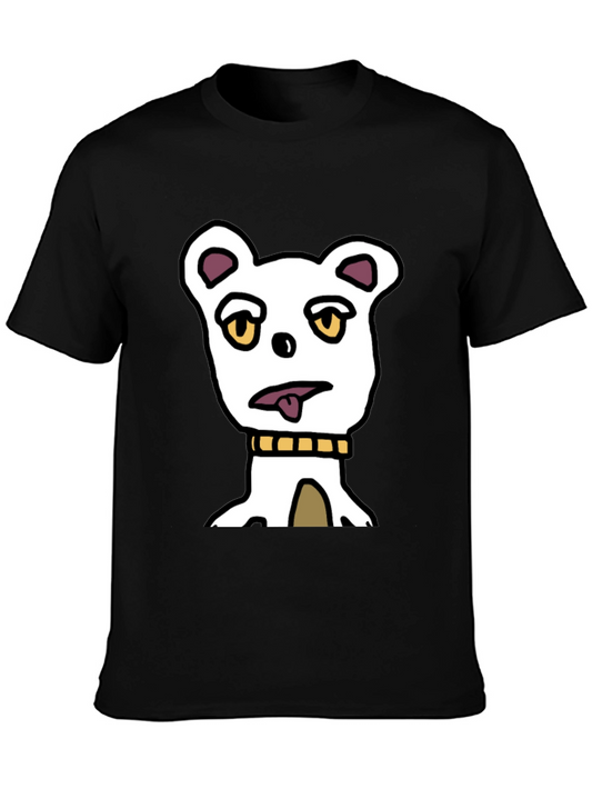 Funny Cartoon Dog Graphic Tee - Black