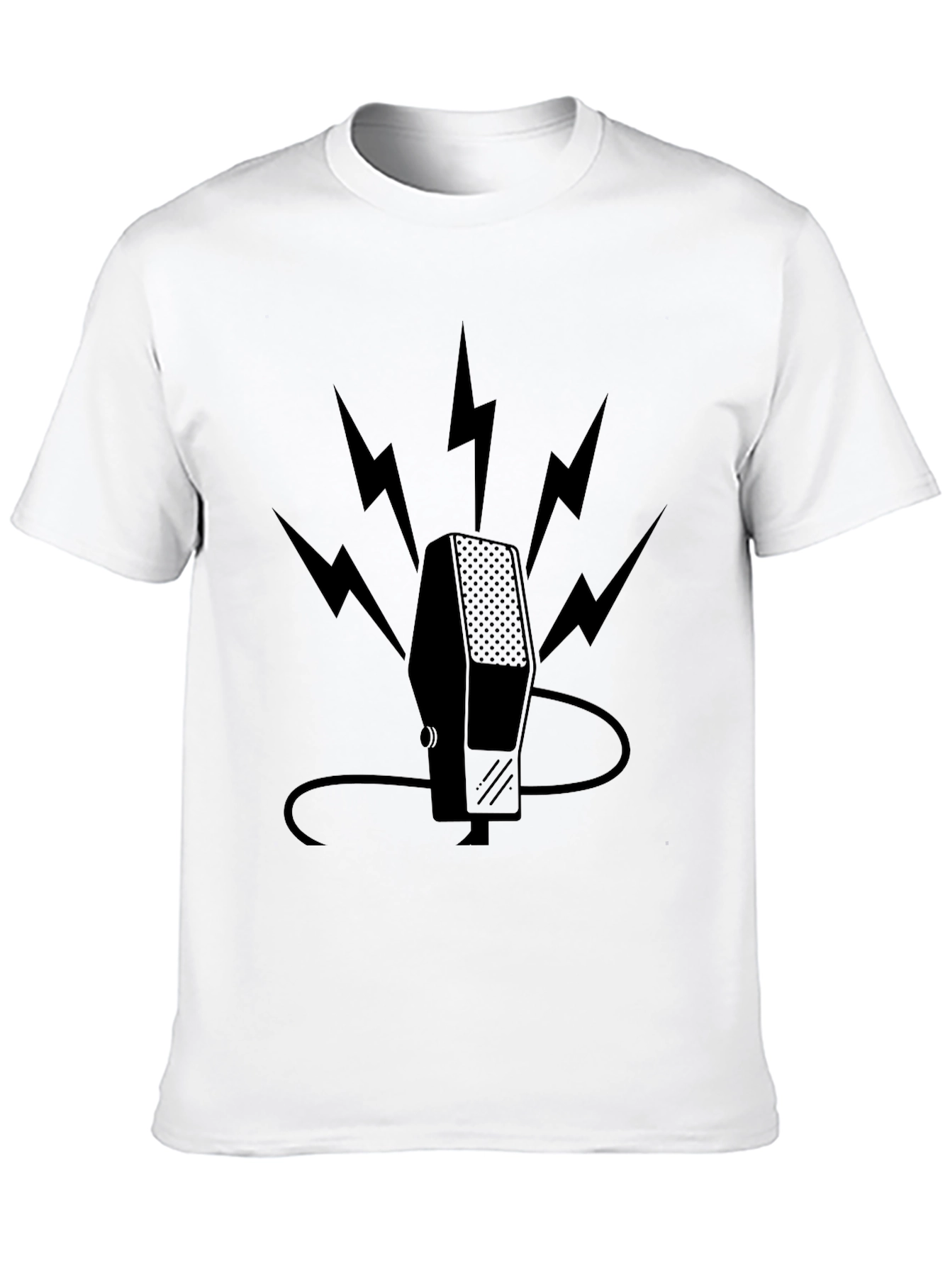 Retro Microphone Bolt Graphic Tee - Black