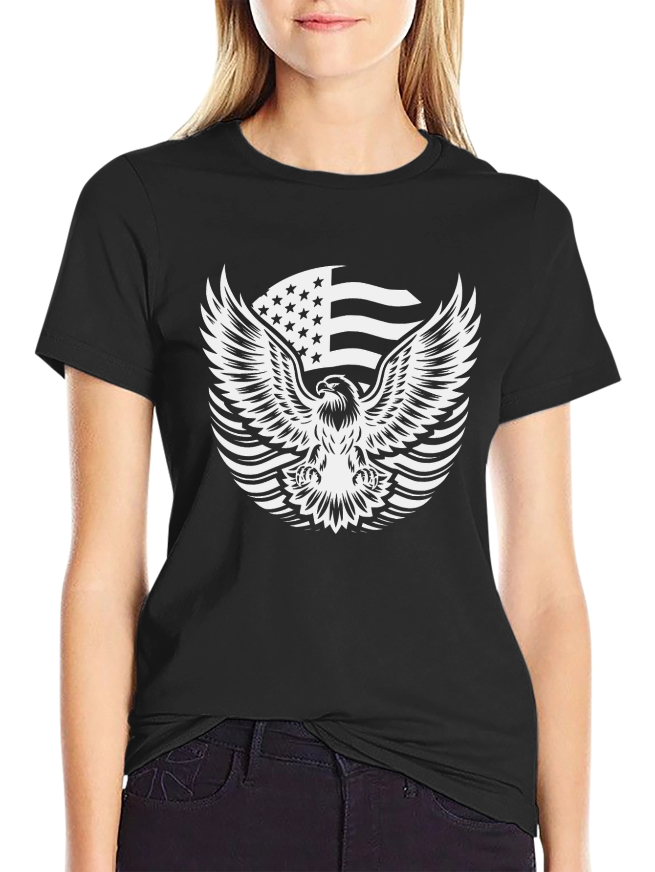American Eagle Flag Graphic Tee - Black