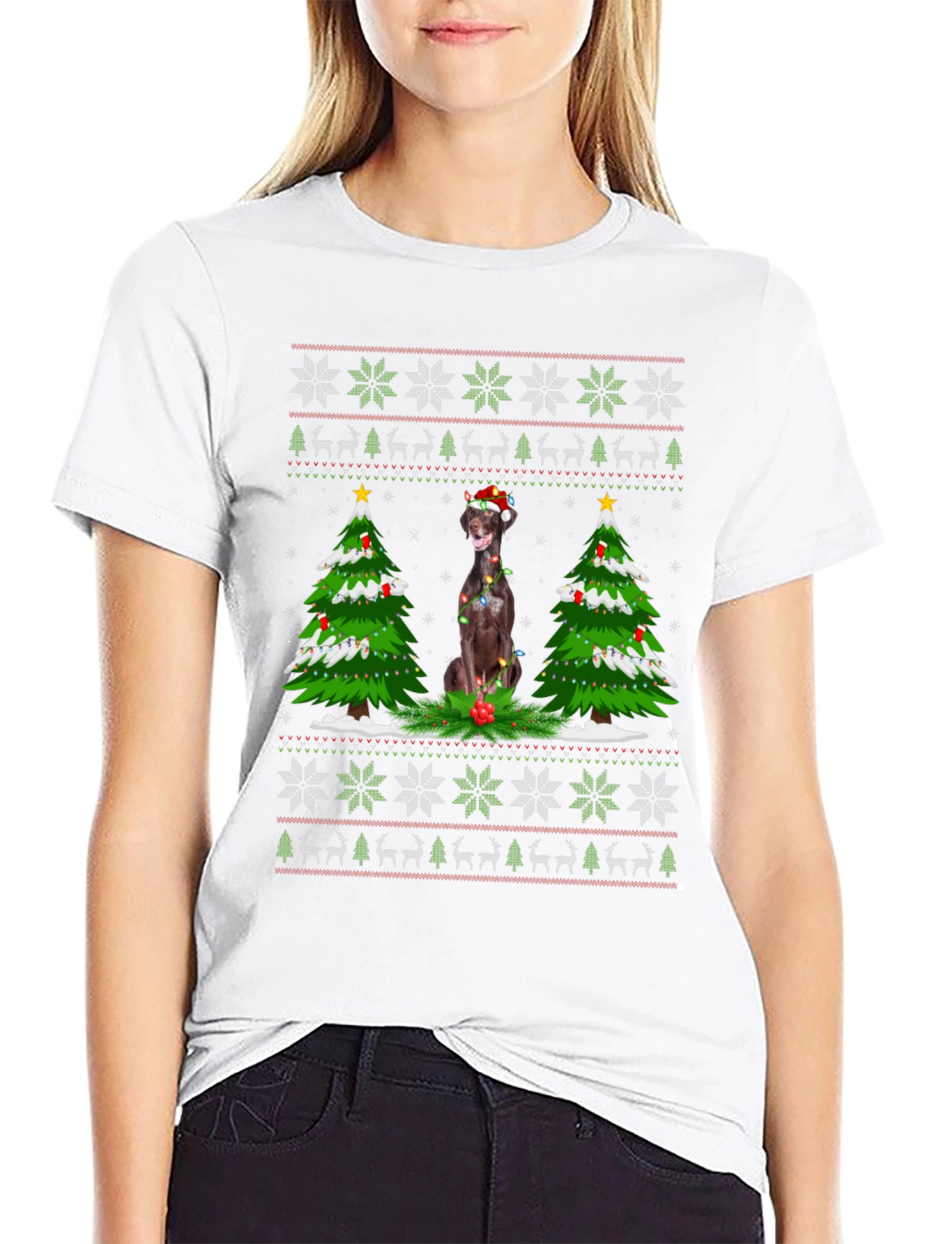 Festive Dog Christmas Sweater T-Shirt
