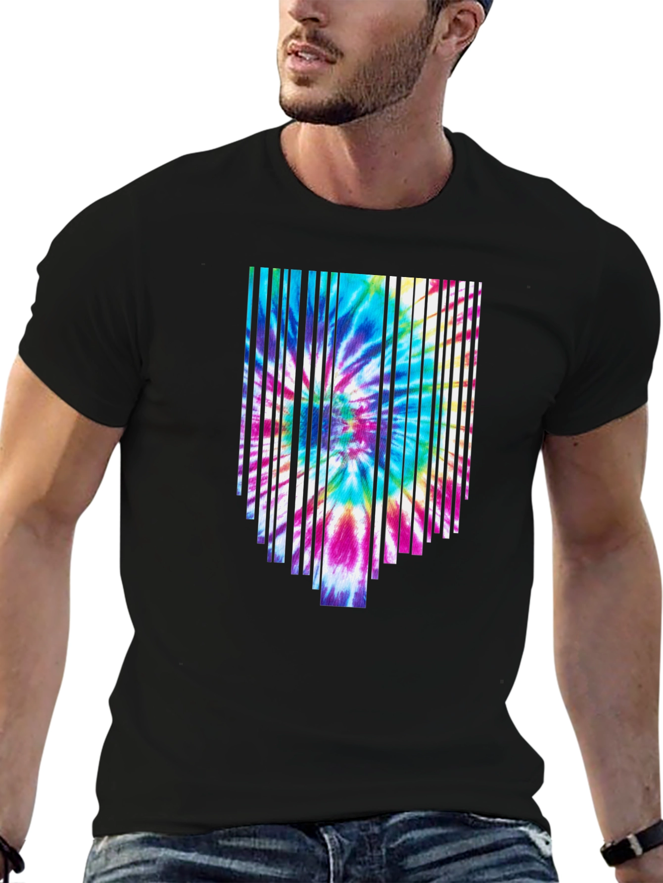 Tie-Dye Burst Graphic Black T-Shirt