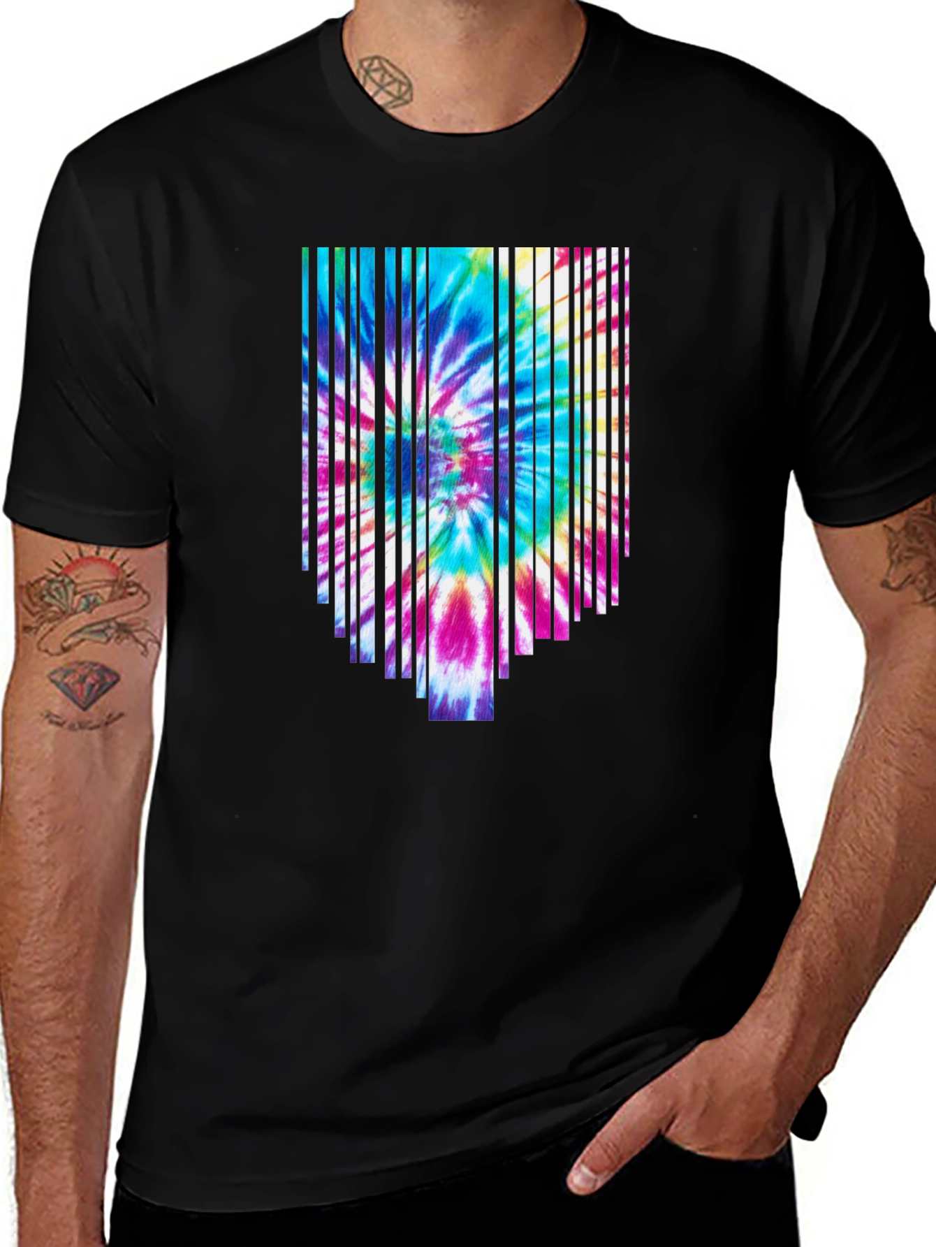 Tie-Dye Burst Graphic Black T-Shirt