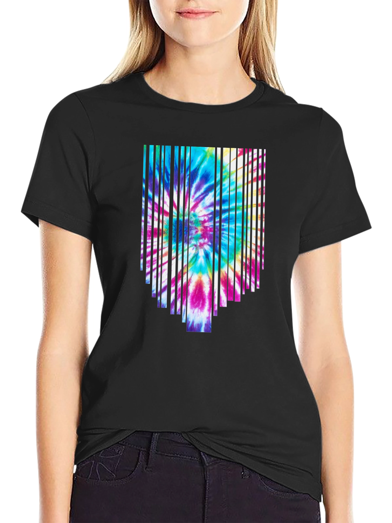 Tie-Dye Burst Graphic Black T-Shirt