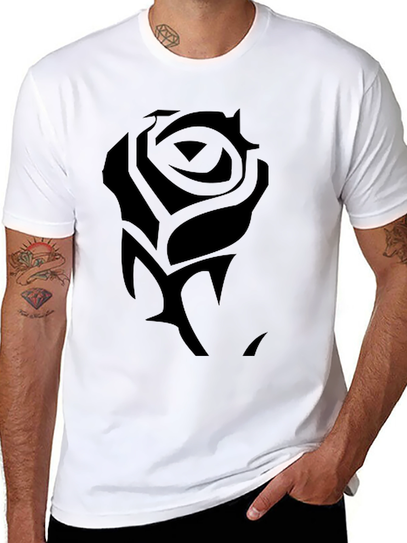 Black Rose Graphic Tee - Mens Fashion
