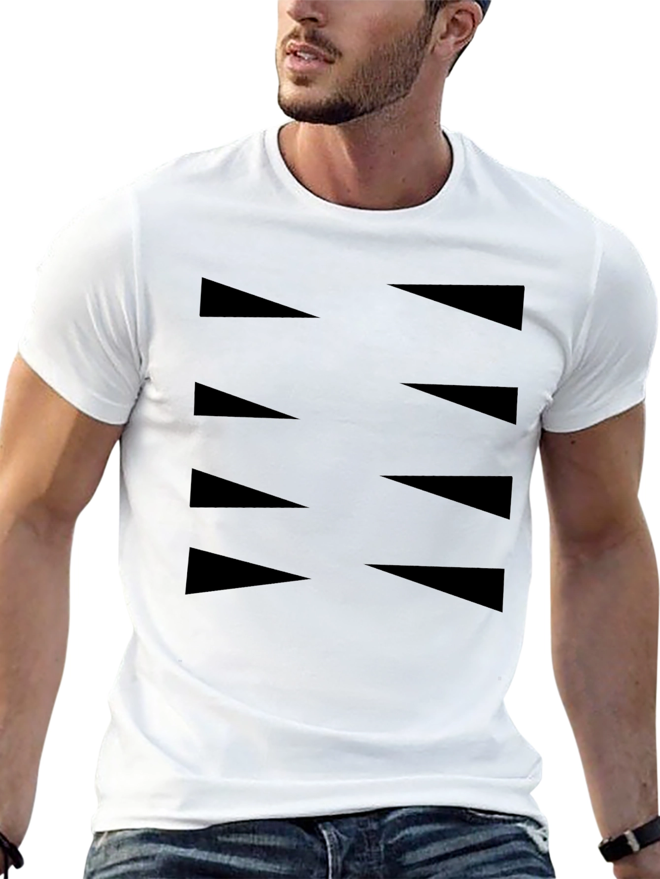 Mens Black Tee with Triangle Design