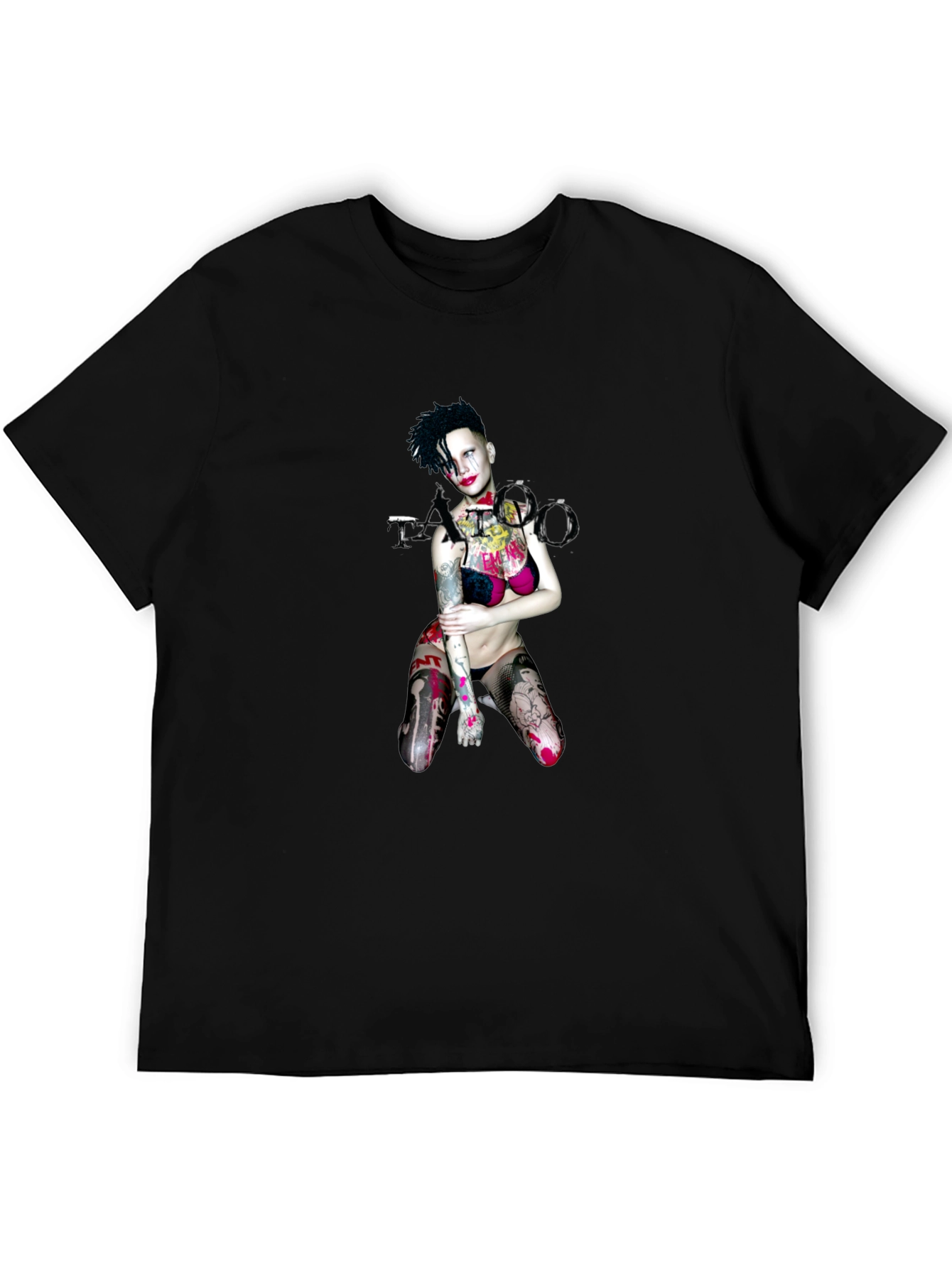 Tattooed Lady Graphic Black T-Shirt