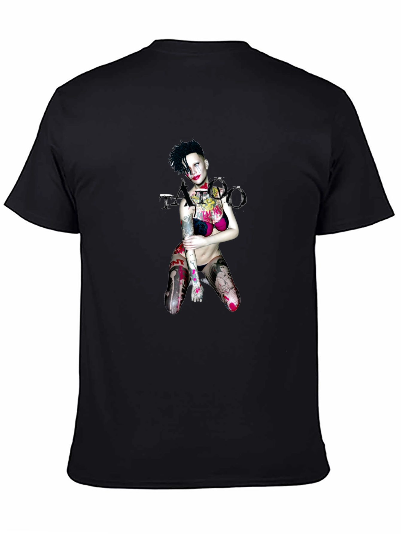 Tattooed Lady Graphic Black T-Shirt