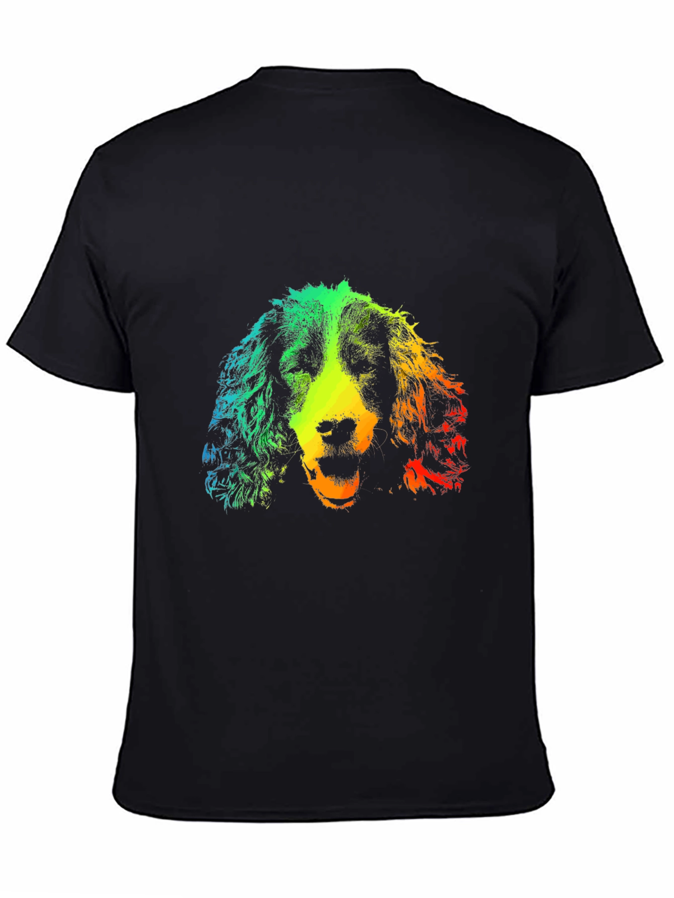 Rainbow Dog Graphic Tee - Black Cotton T-Shirt