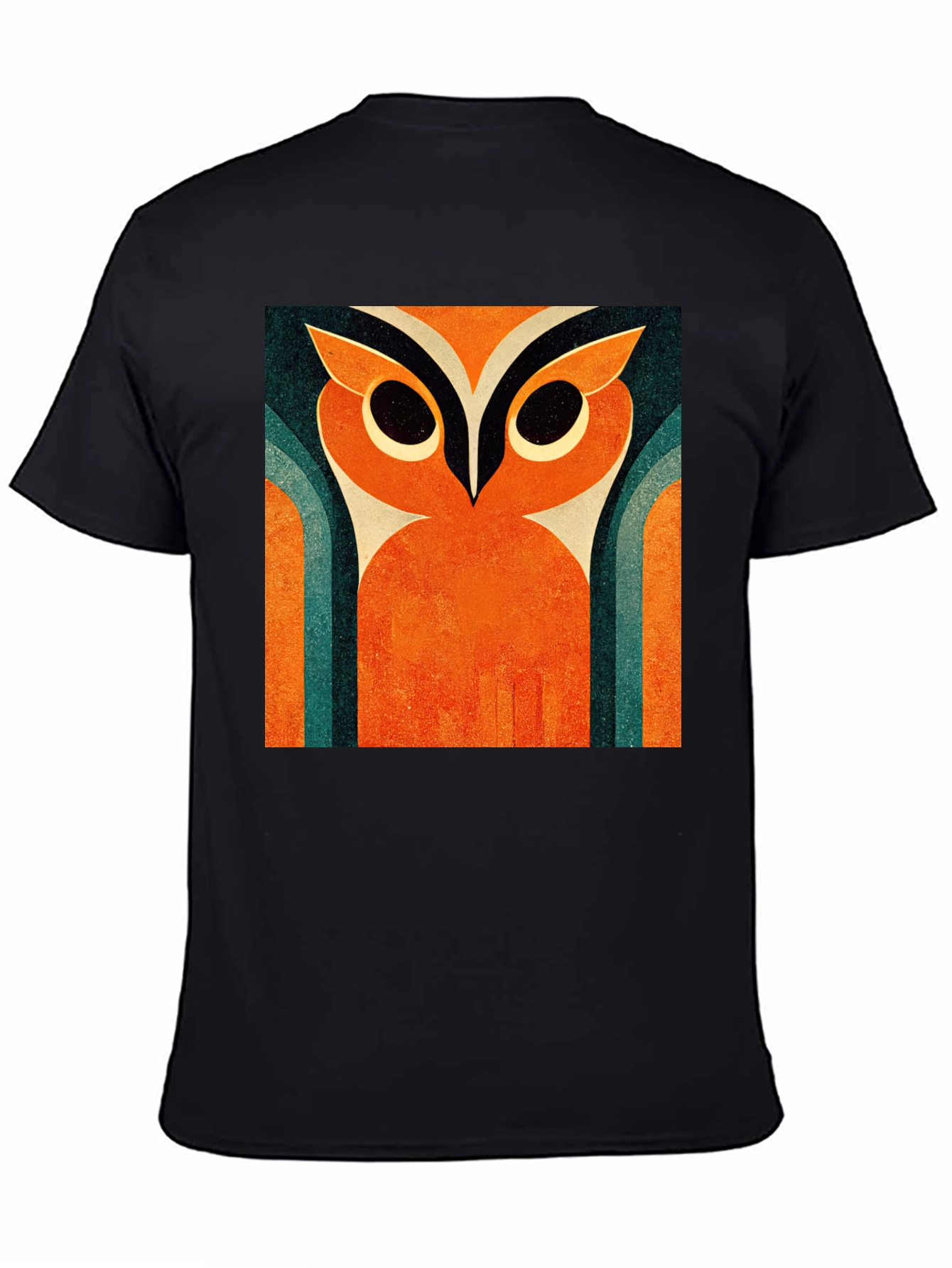 Retro Owl Graphic Tee - Black Cotton T-Shirt