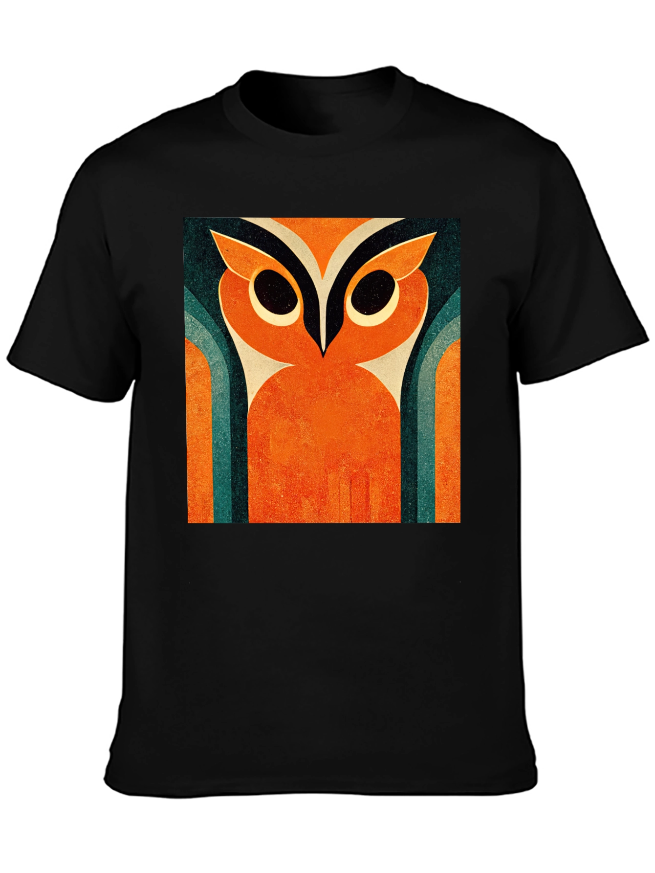 Retro Owl Graphic Tee - Black Cotton T-Shirt