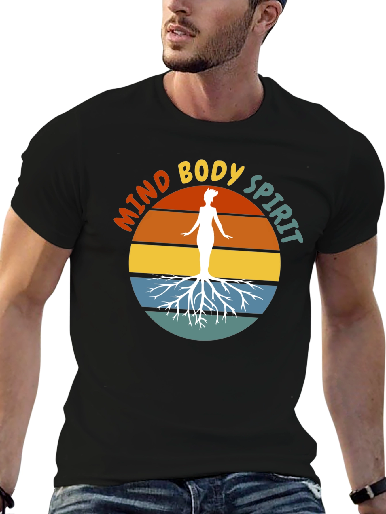 Mind Body Spirit Tee - Graphic Print Black T-Shirt