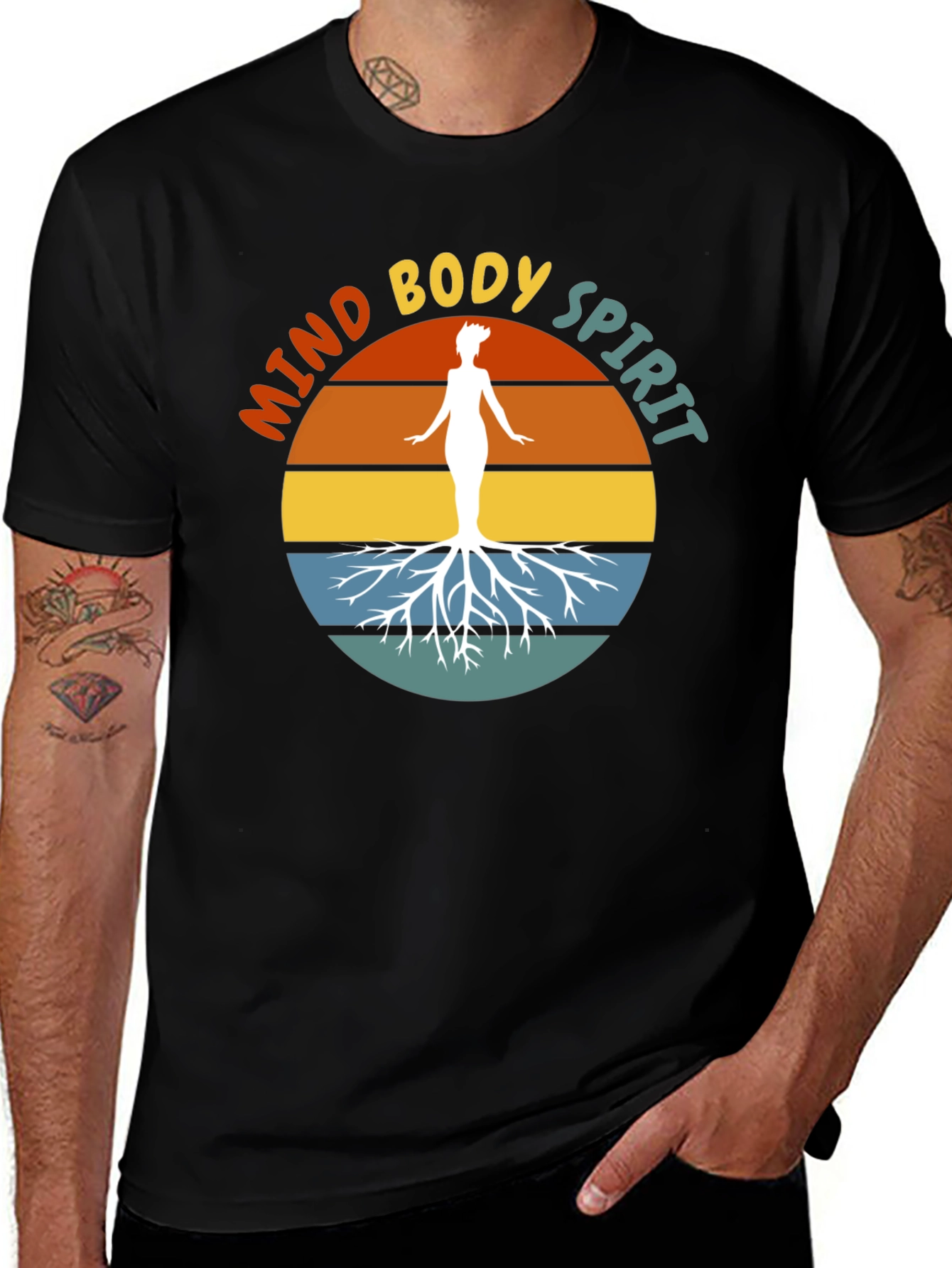 Mind Body Spirit Tee - Graphic Print Black T-Shirt