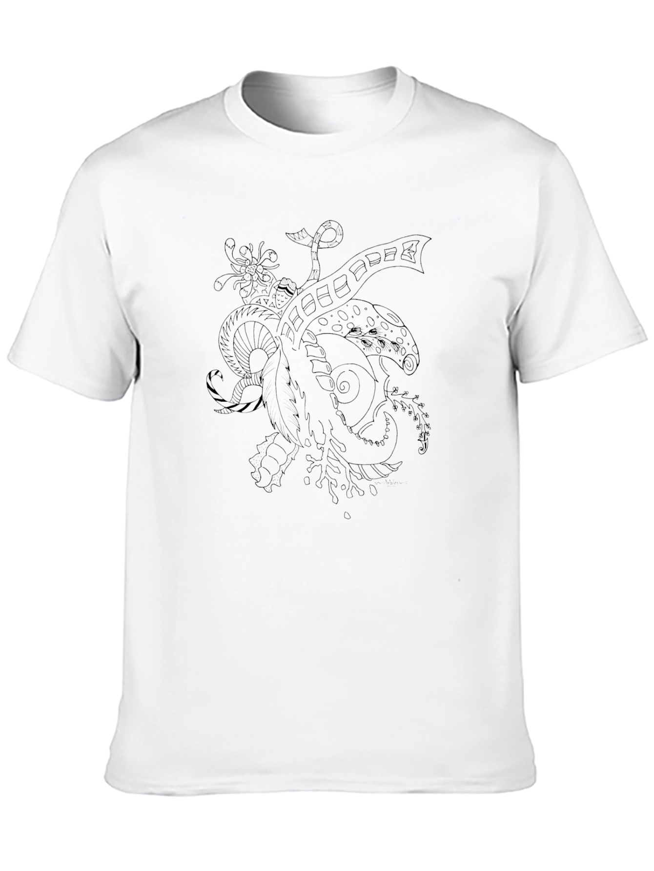 Octopus Sketch Graphic Black T-Shirt
