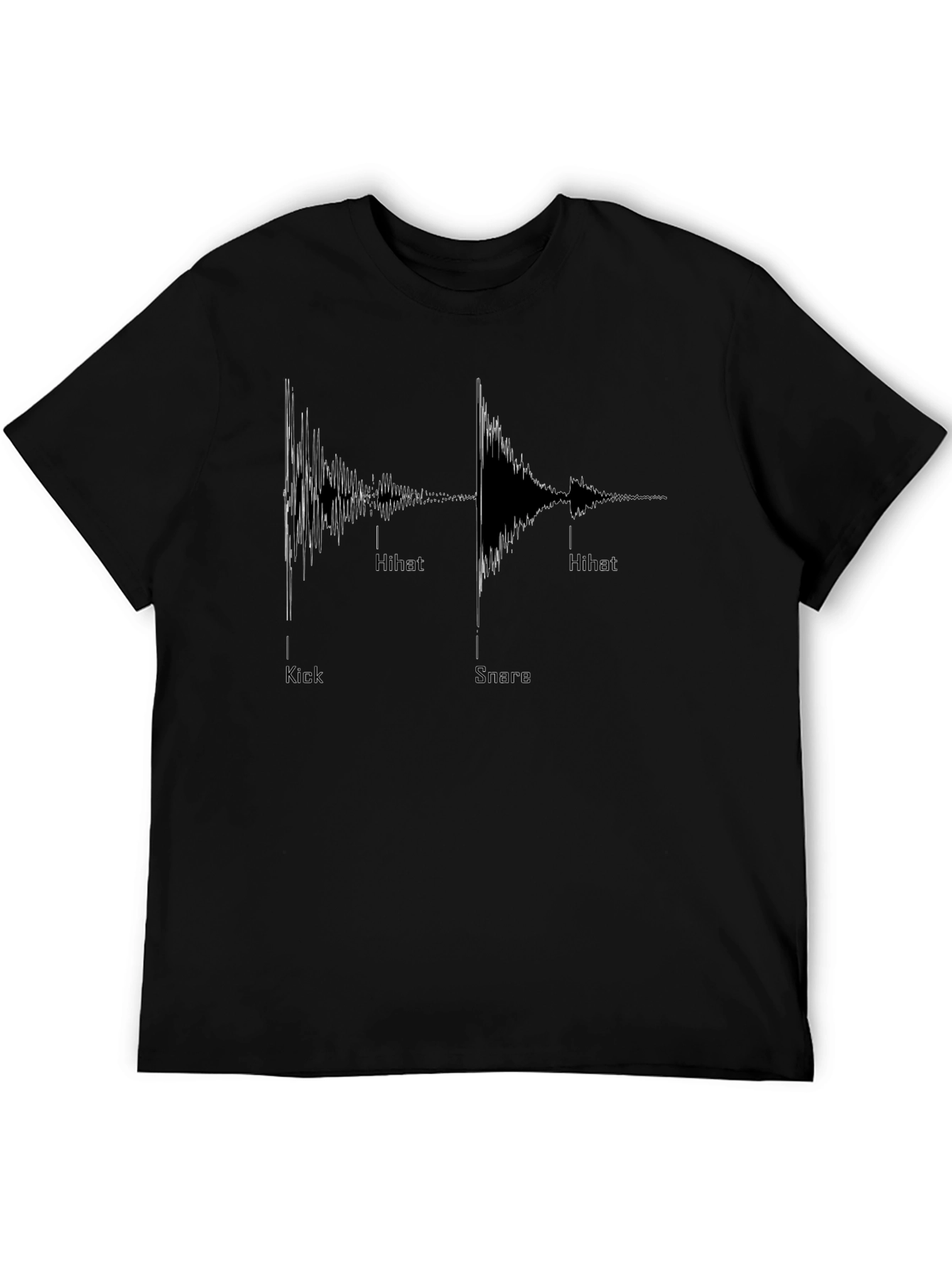 Drum Beat Waveform Graphic Tee - Black