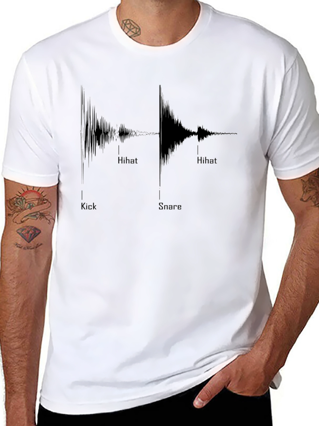 Drum Beat Waveform Graphic Tee - Black