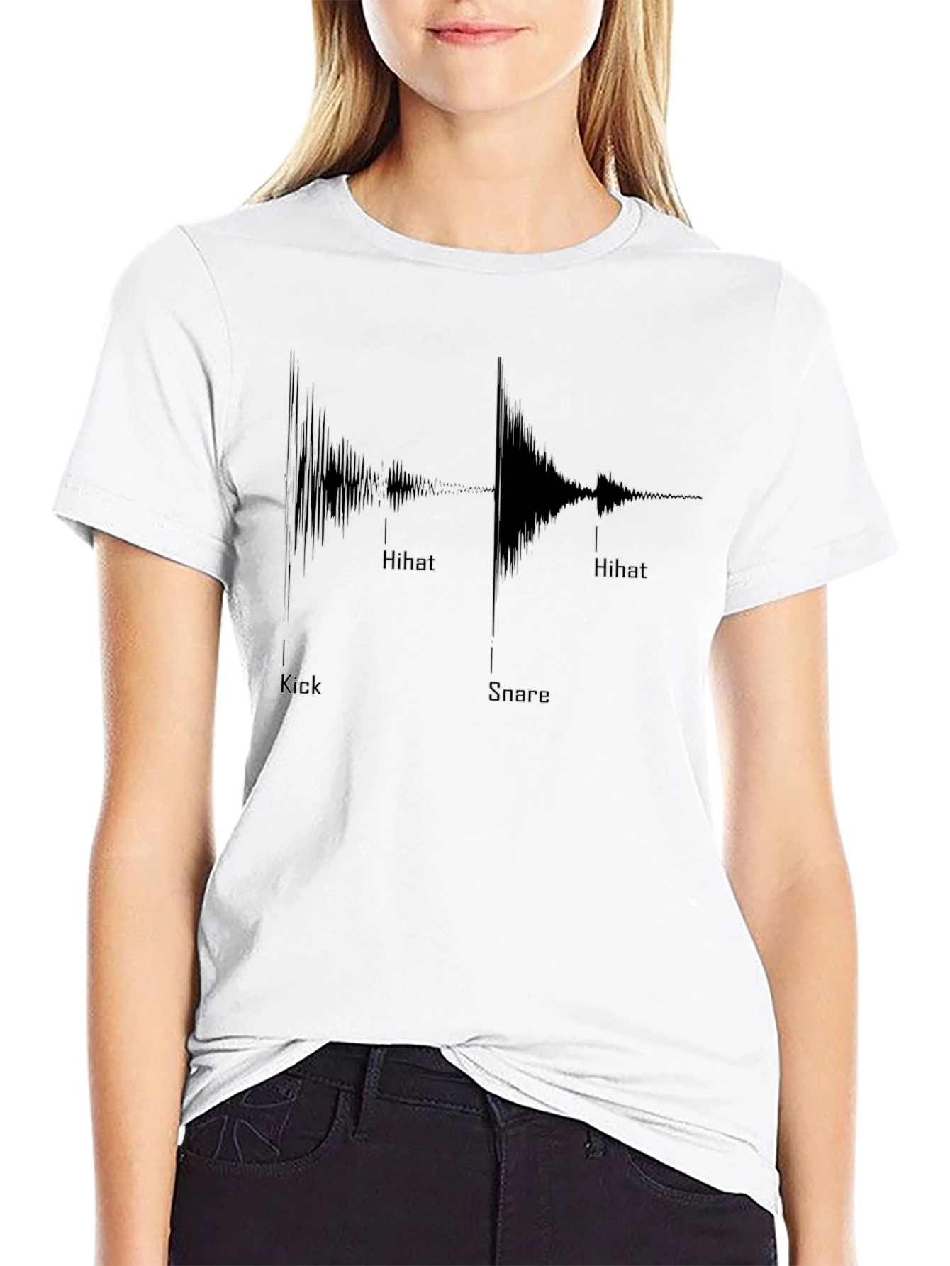 Drum Beat Waveform Graphic Tee - Black