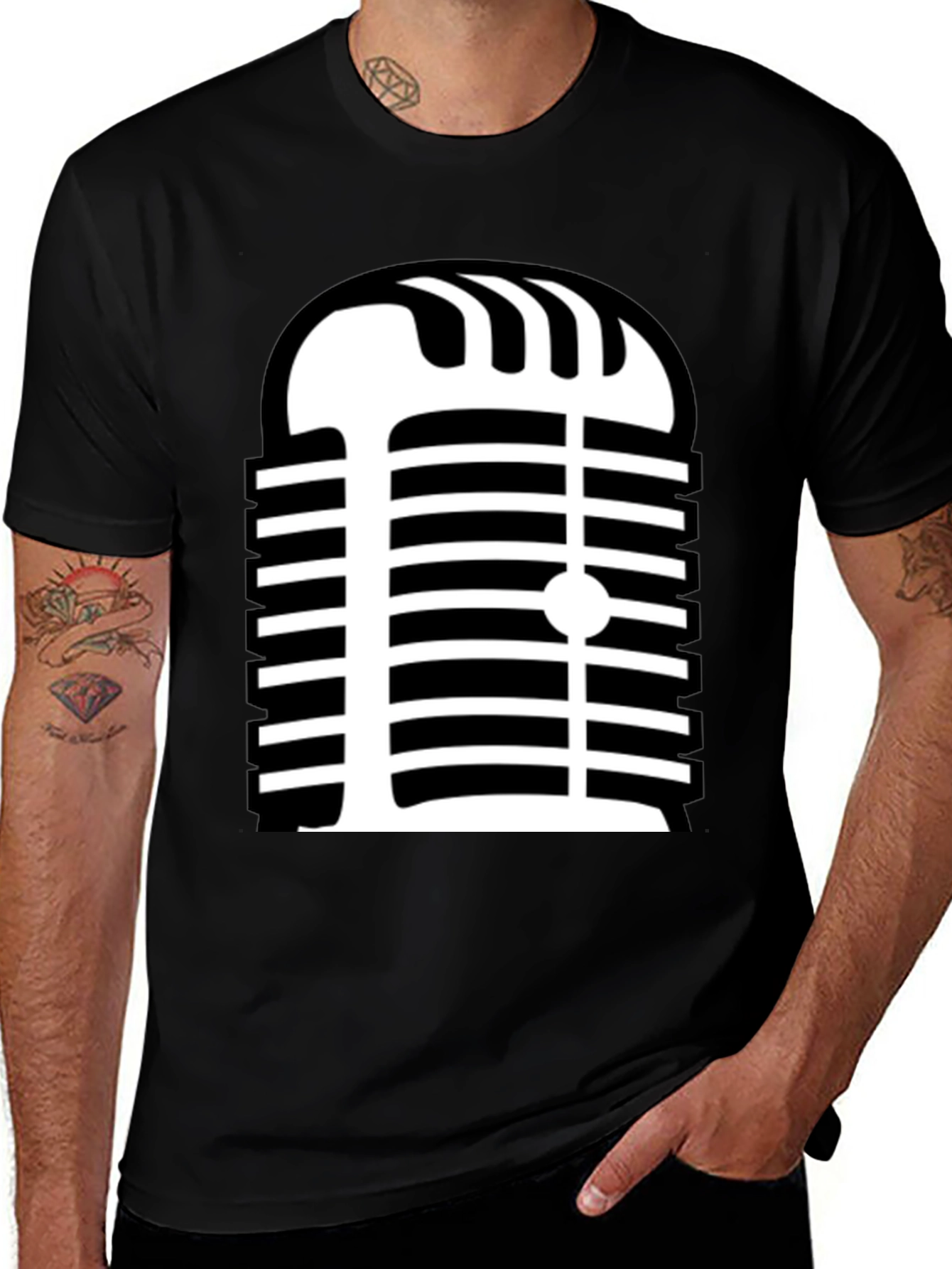 Retro Microphone Graphic Tee - Classic Style