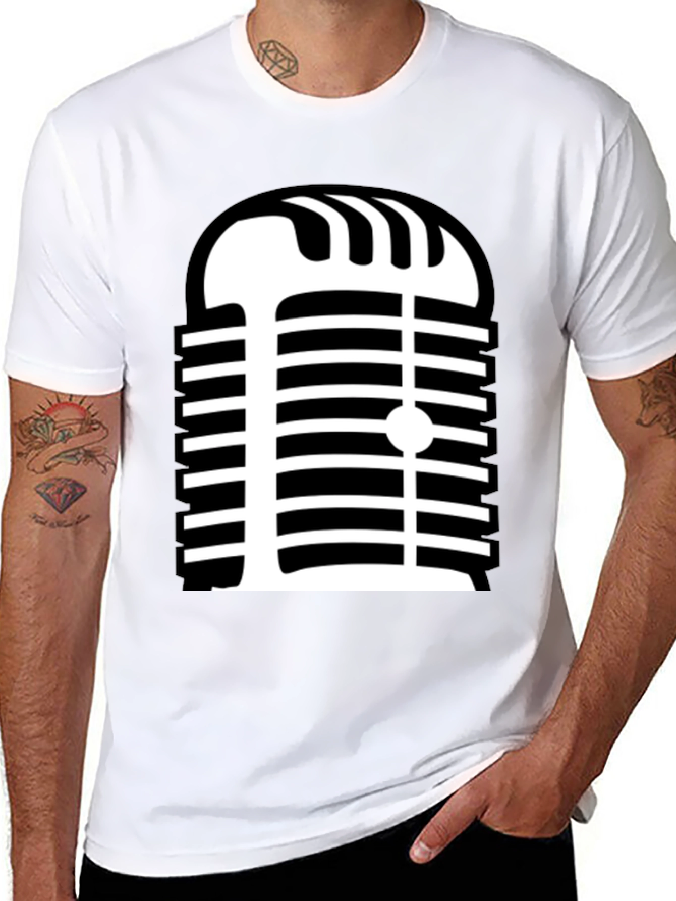 Retro Microphone Graphic Tee - Classic Style