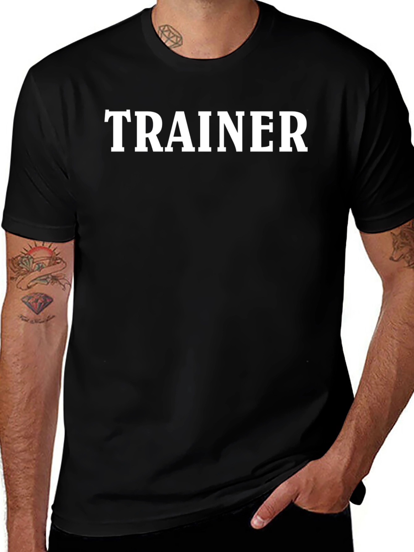 Trainer Graphic Tee - Black Cotton Gym Shirt