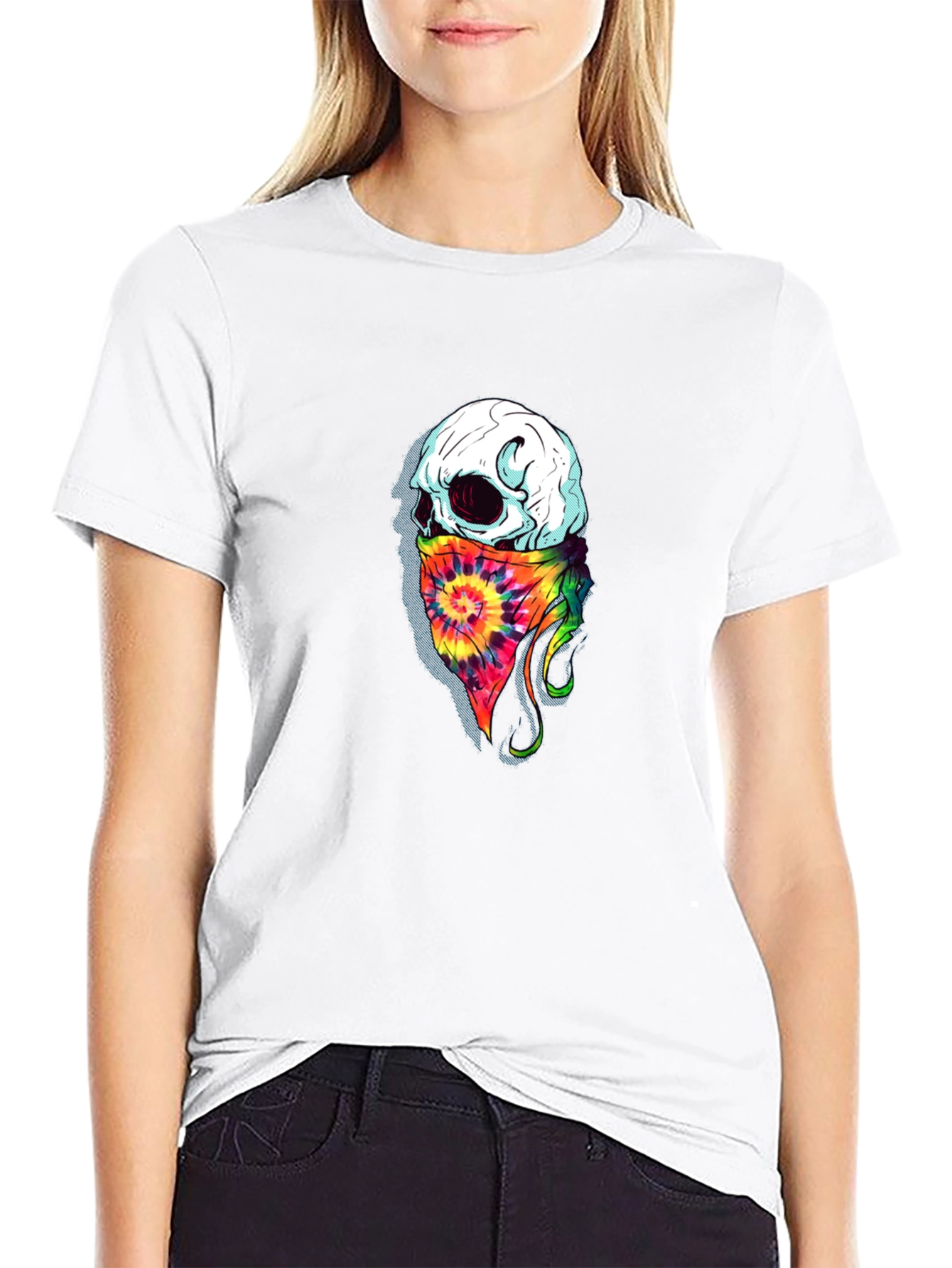 Skull Tie Dye Bandana Graphic Tee