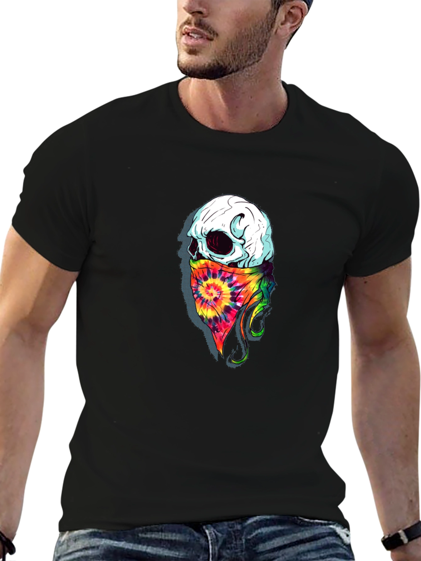 Skull Tie Dye Bandana Graphic Tee