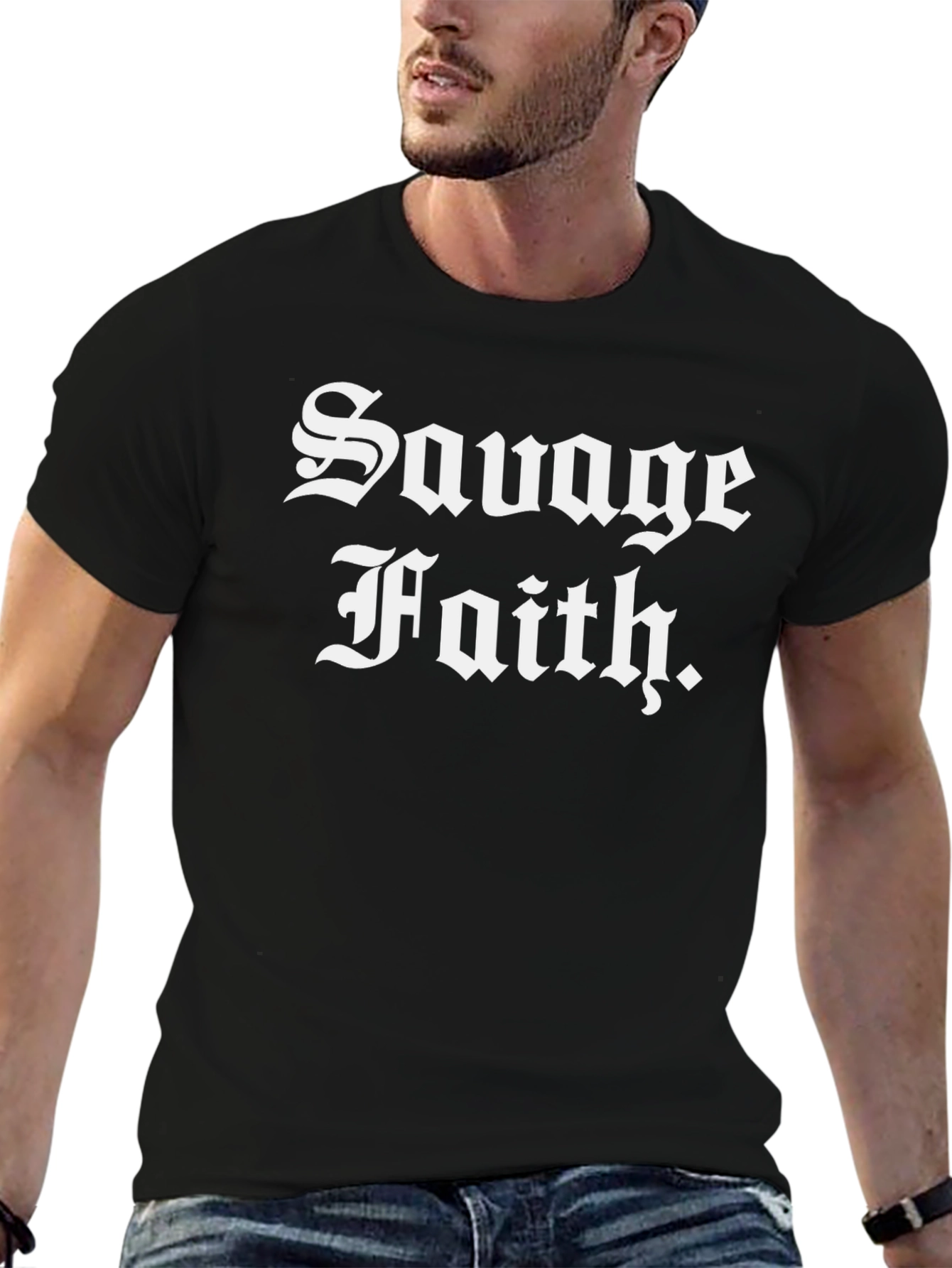 Savage Faith Black T-Shirt - Bold Statement Tee