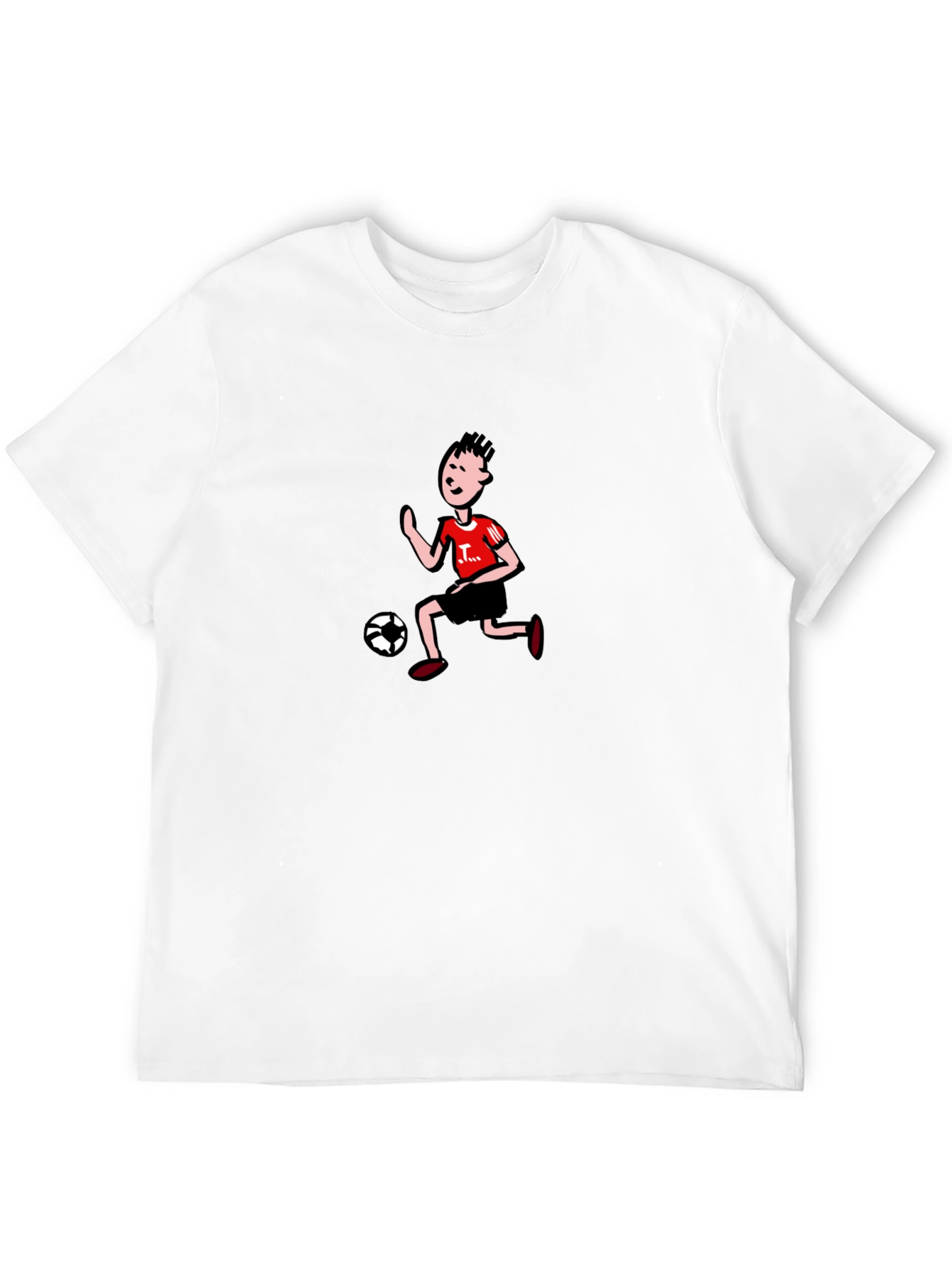 Cartoon Soccer Player Graphic Tee - Black