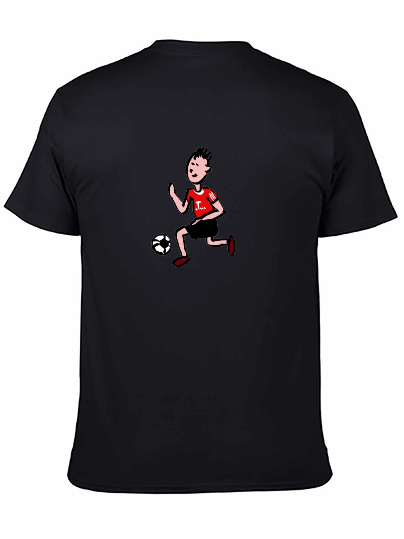 Cartoon Soccer Player Graphic Tee - Black