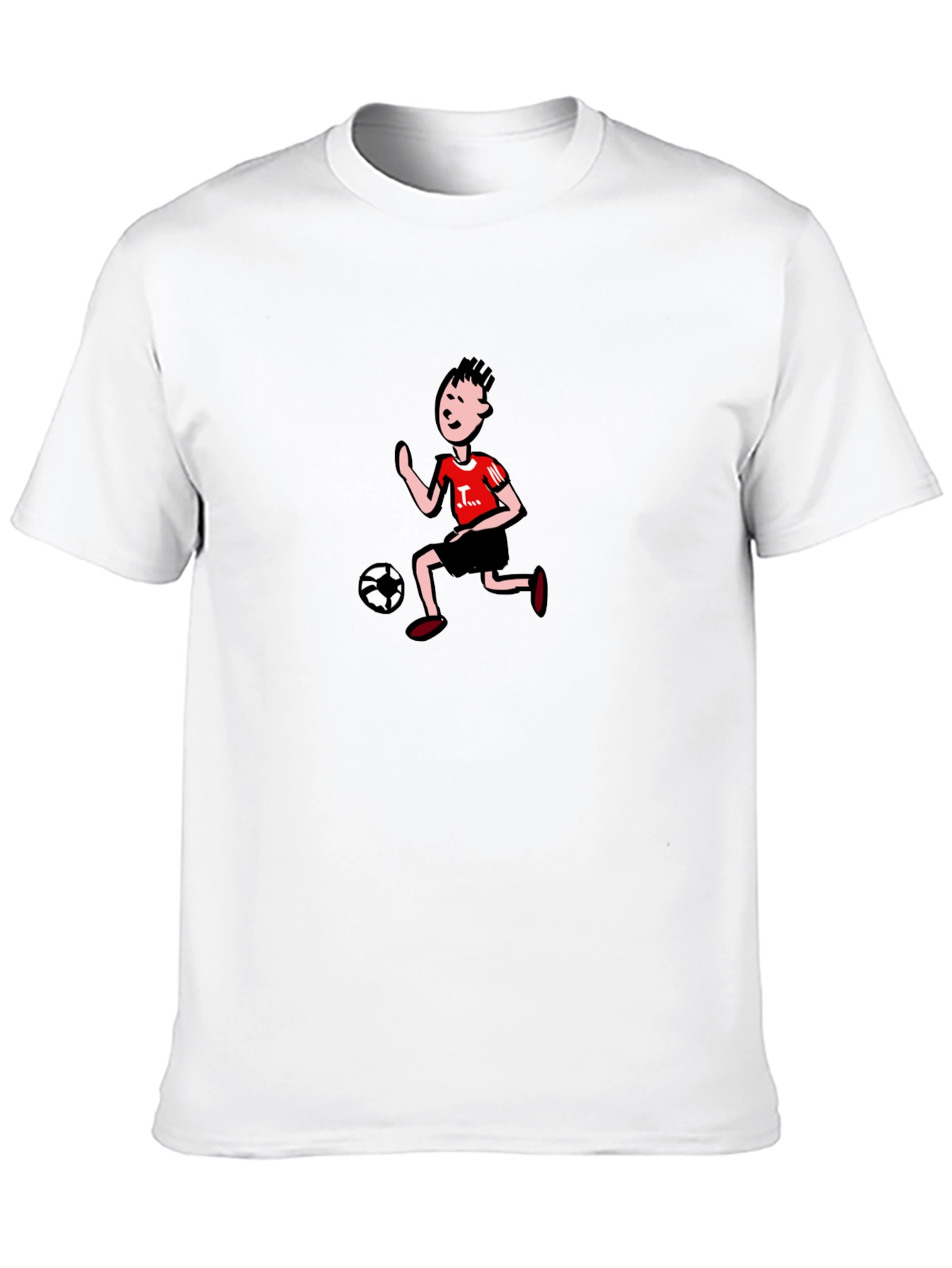 Cartoon Soccer Player Graphic Tee - Black