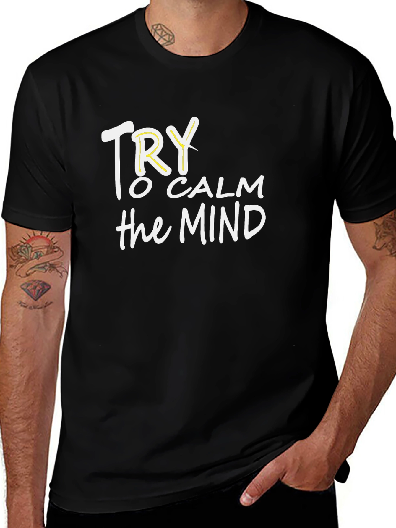 Try to Calm the Mind Black T-Shirt
