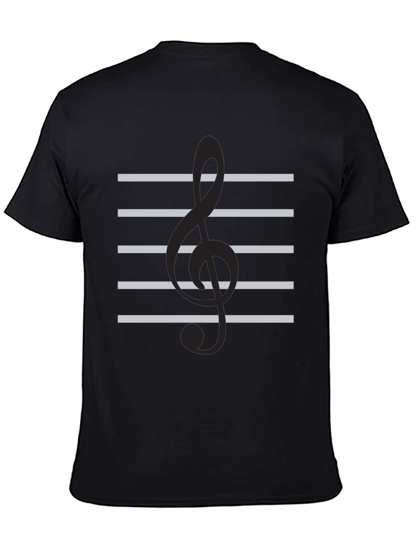 Musical Clef Staff T-Shirt - Black Cotton Tee