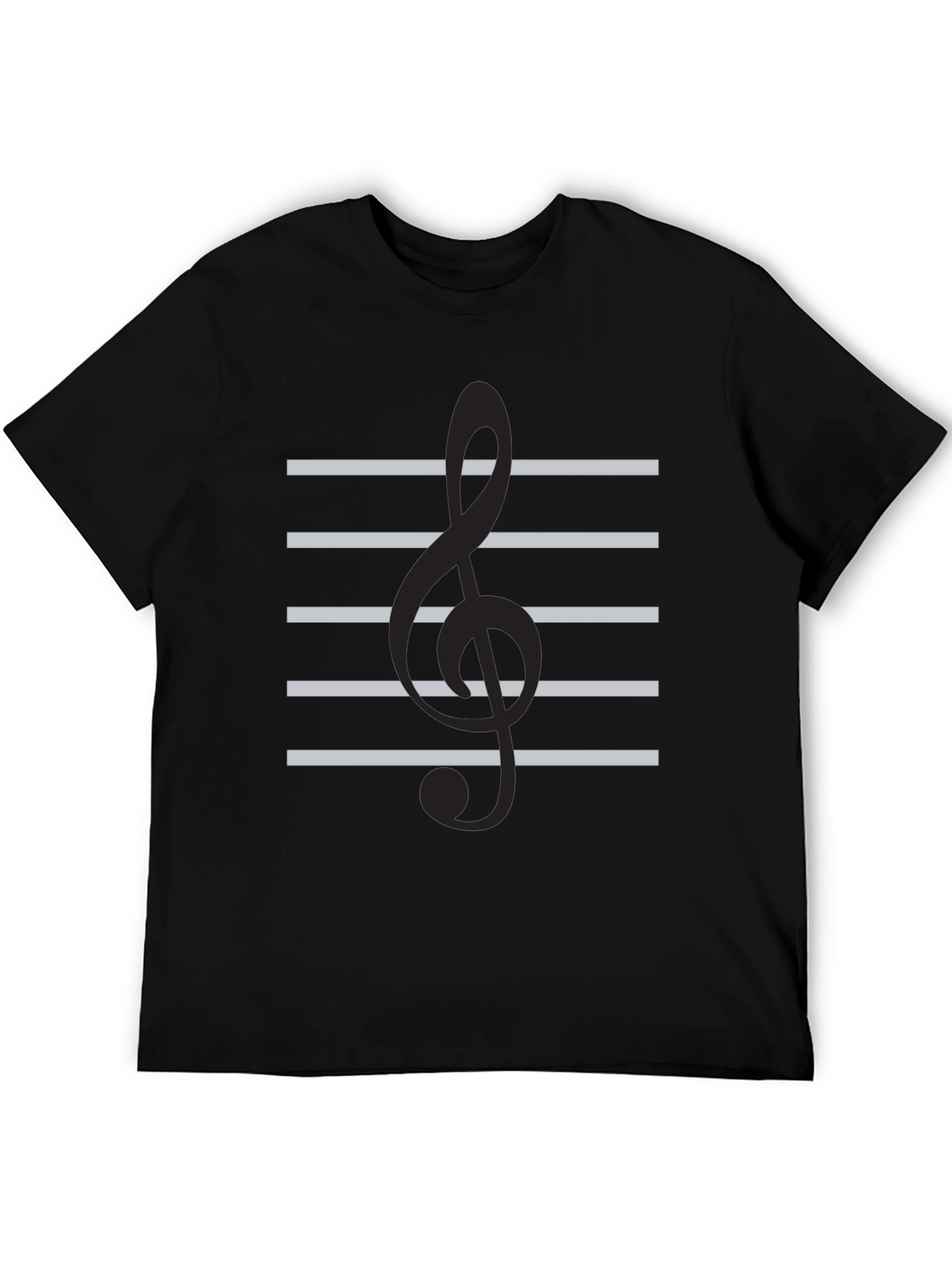 Musical Clef Staff T-Shirt - Black Cotton Tee